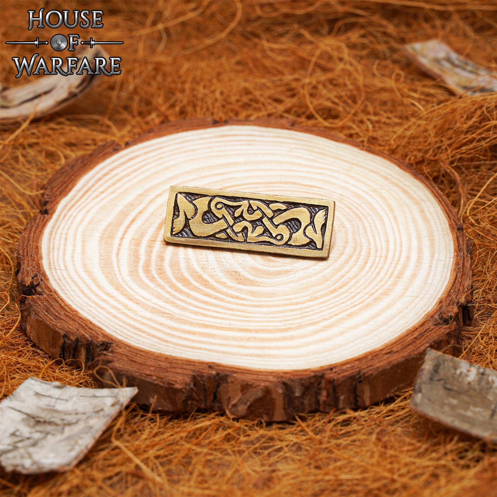 Placa de Montaje de Latón Vikingo - Acabado Antiguo Decoración Nórdica para Cinturón - Imagen 1