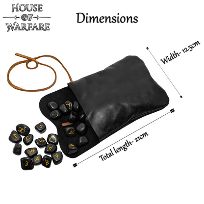 Juego de Piedras Rúnicas Vikingas con Estuche de Cuero Negro - Adivinación y Estrategia Nórdica - Imagen 3