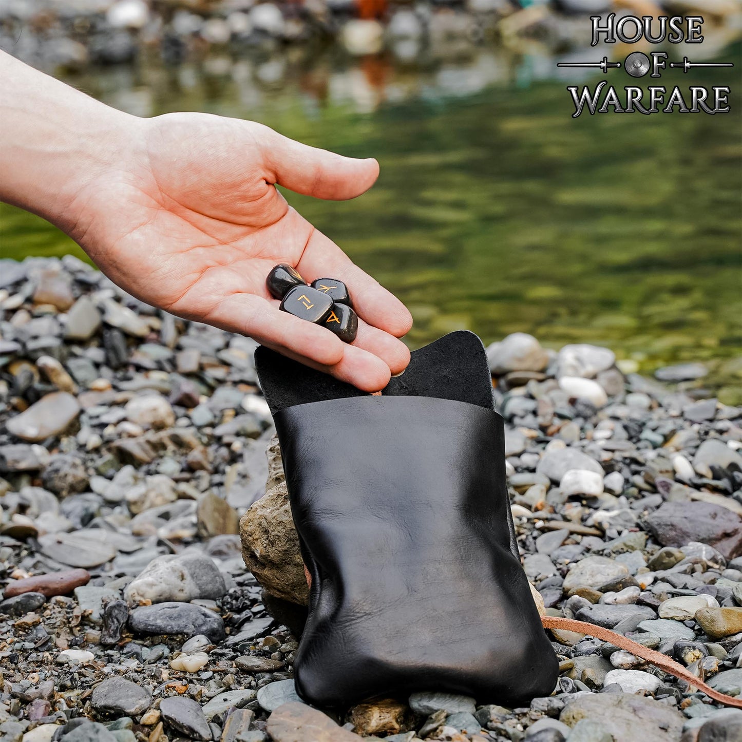 Juego de Piedras Rúnicas Vikingas con Estuche de Cuero Negro - Adivinación y Estrategia Nórdica - Imagen 6