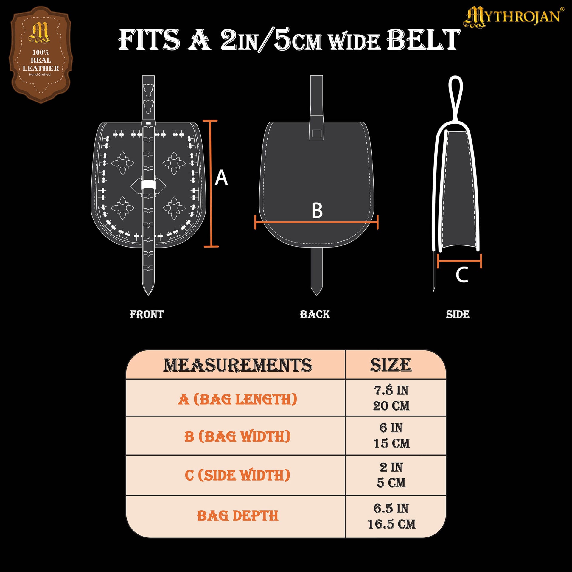 Mythrojan Birka Bolsa de Cuero Vikingo Tarsoly - Bolsa para Cinturón Auténtica Hecha a Mano Basada en Originales Históricos - Accesorio Nórdico de Cuero Auténtico - Imagen 3