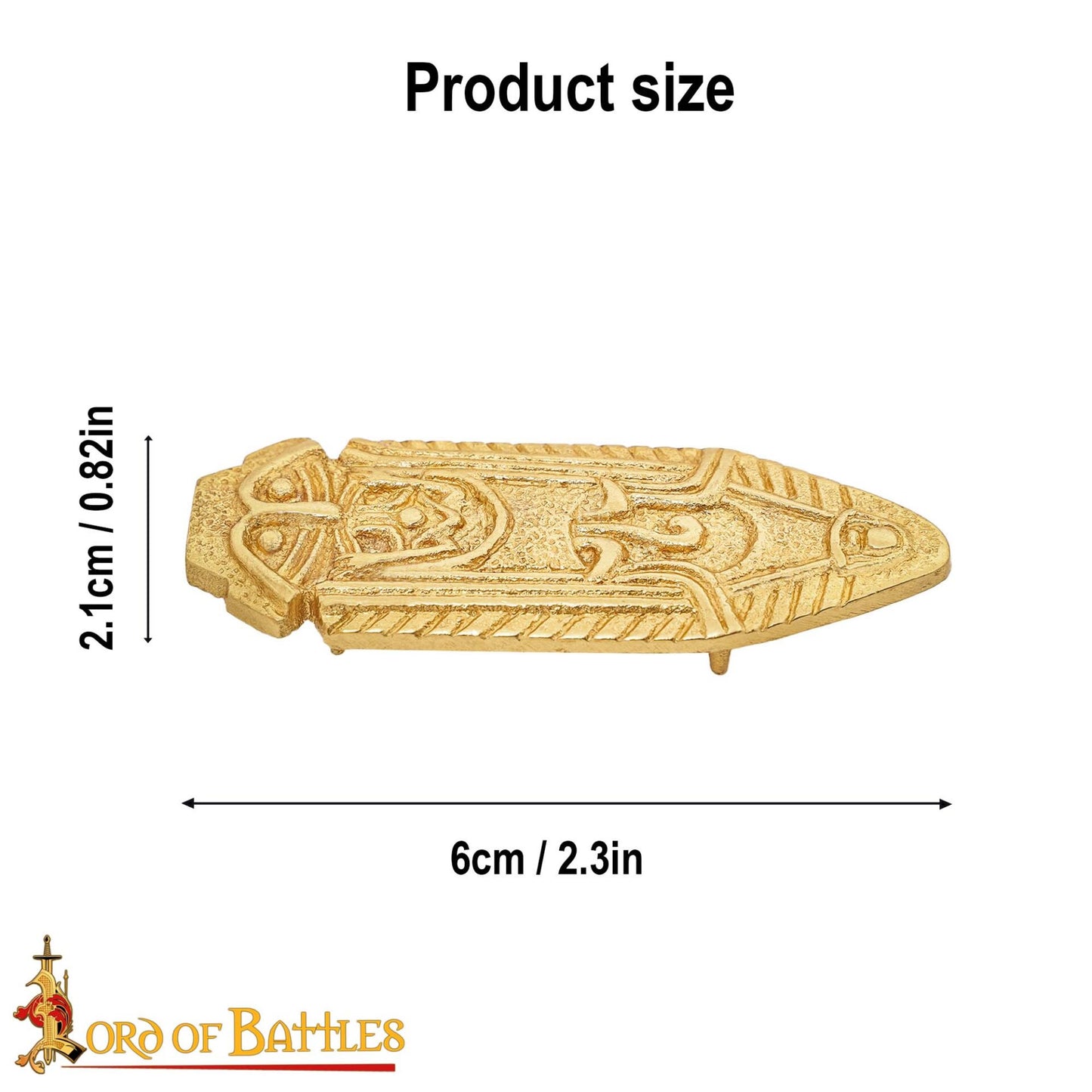Punta de Cinturón de Latón Vikingo - Chape Grabado - Accesorio Medieval de Latón Macizo para Cinturón - Imagen 3