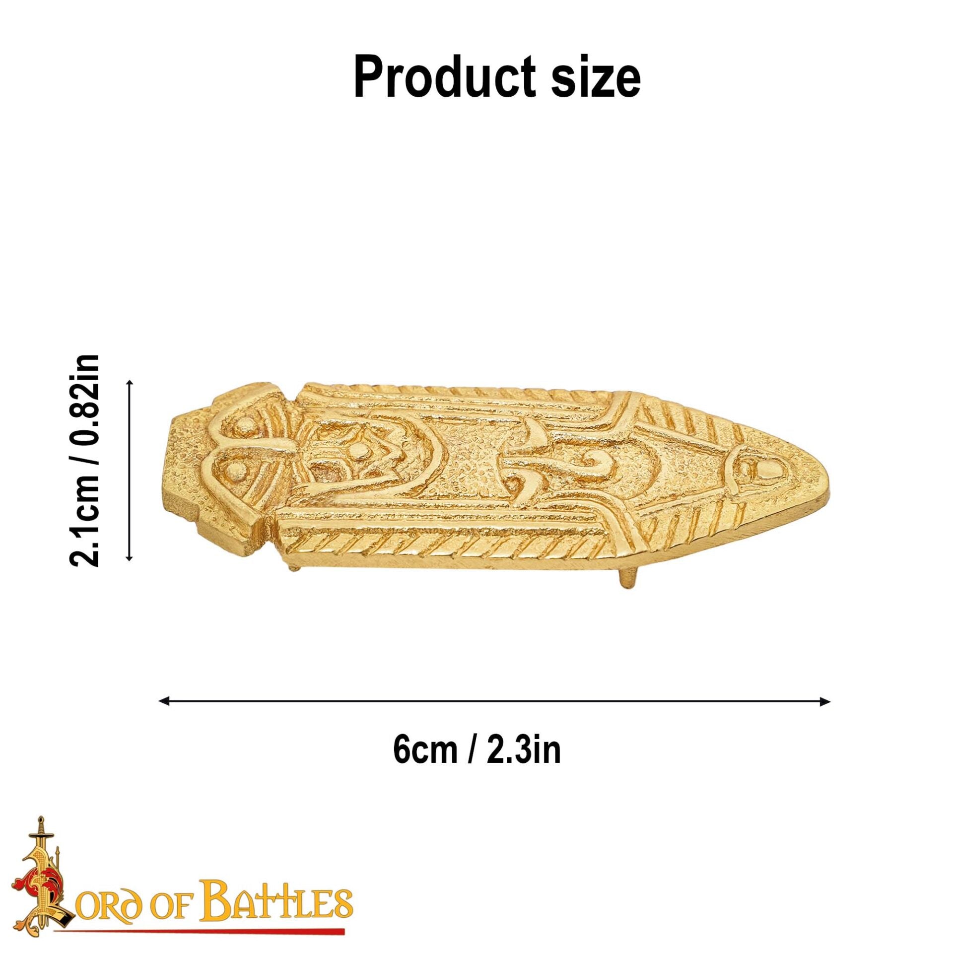 Punta de Cinturón de Latón Vikingo - Chape Grabado - Accesorio Medieval de Latón Macizo para Cinturón - Imagen 3