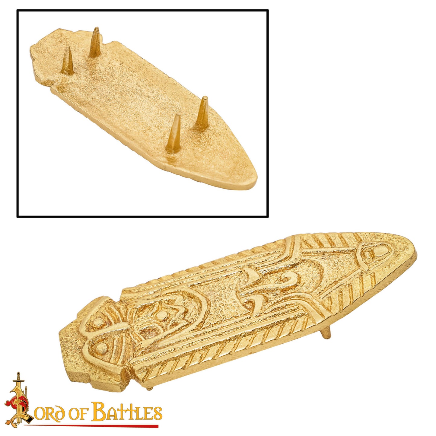 Punta de Cinturón de Latón Vikingo - Chape Grabado - Accesorio Medieval de Latón Macizo para Cinturón - Imagen 14