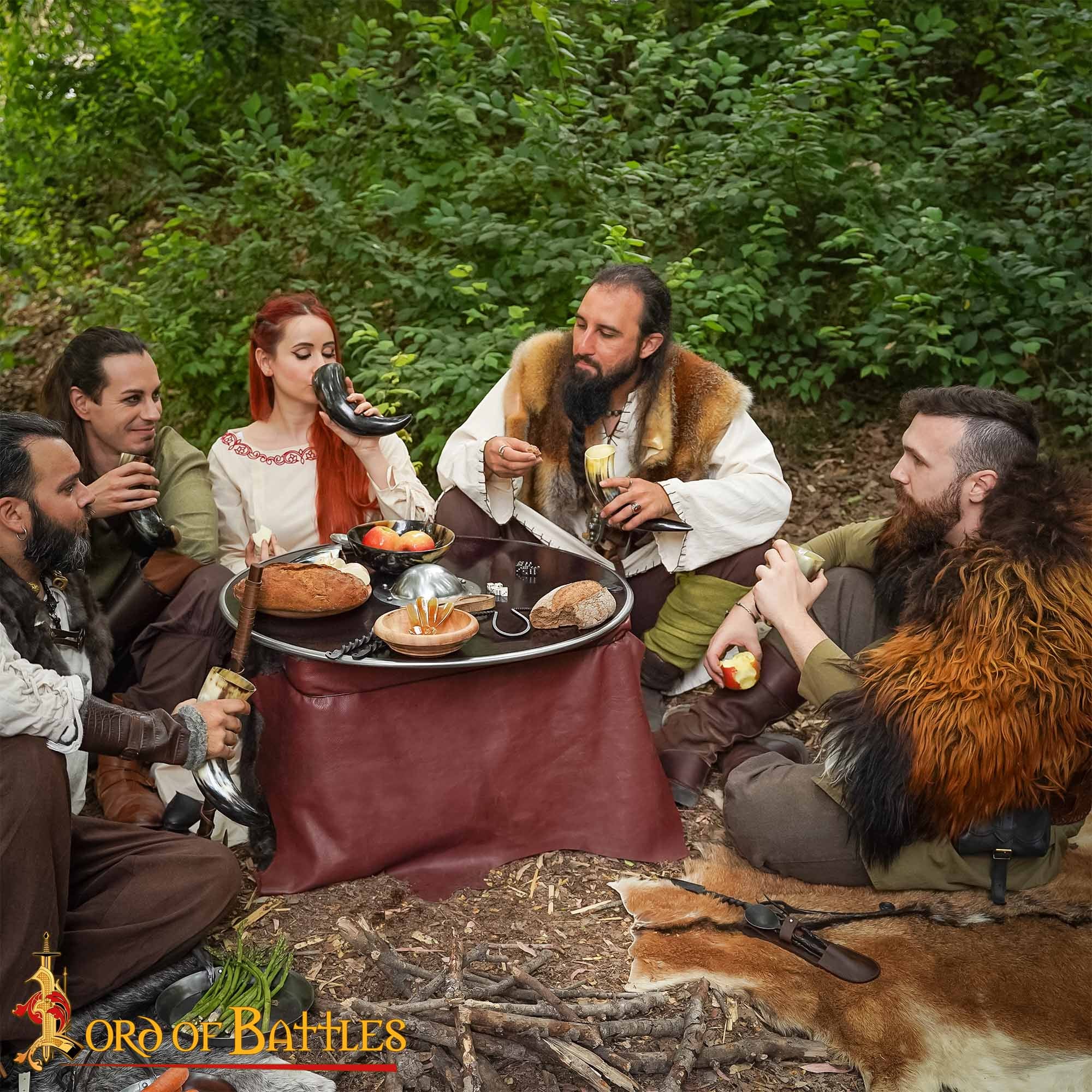 Viking Drinking Ox Horn Juego de 4 - Jarras de Cuerno Pulido de 400 Ml con Bolsa de Almacenamiento de Lona - Imagen 2