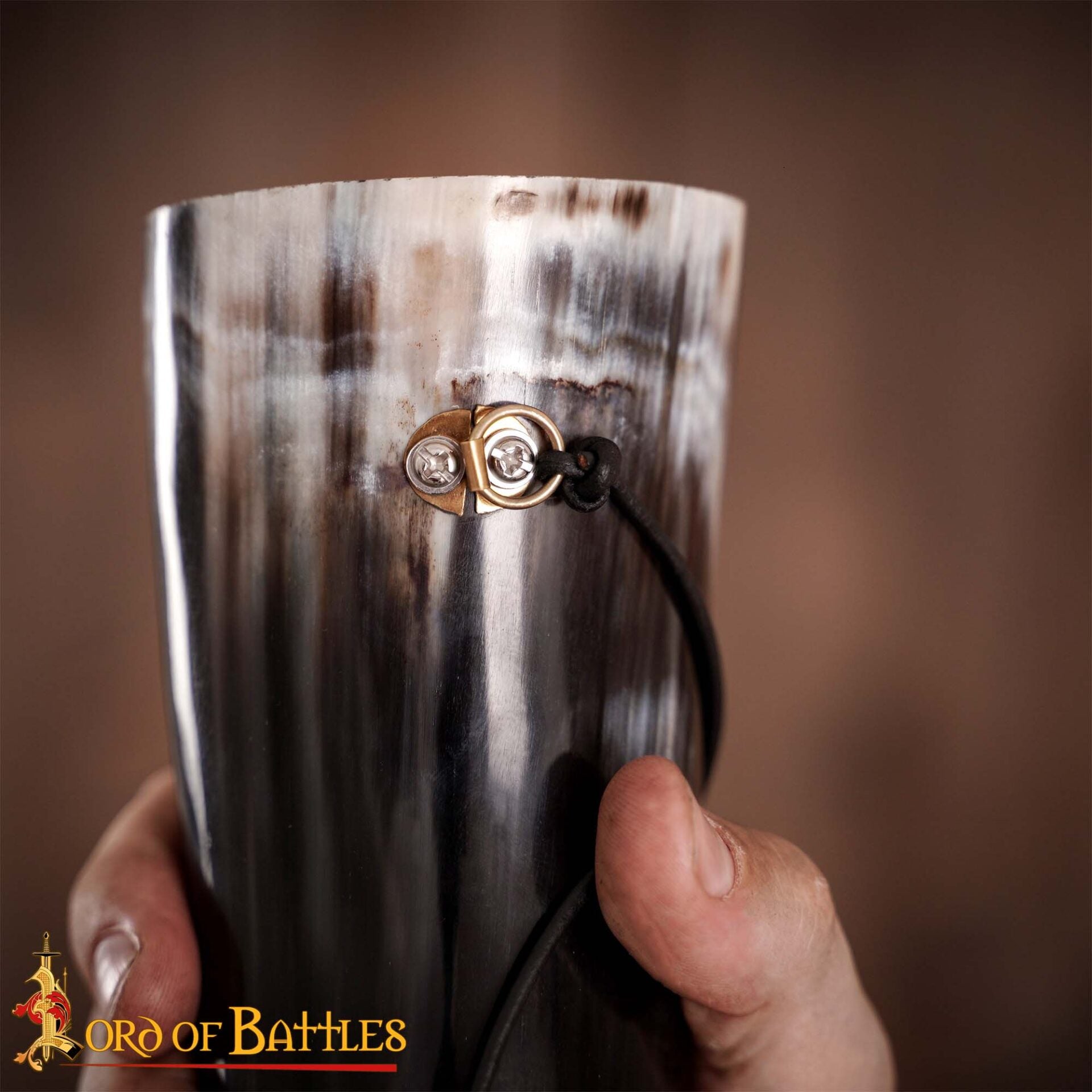 Viking Blowing Horn - Bocina de Buey de Origen Ético con Boquilla de Latón - Imagen 7