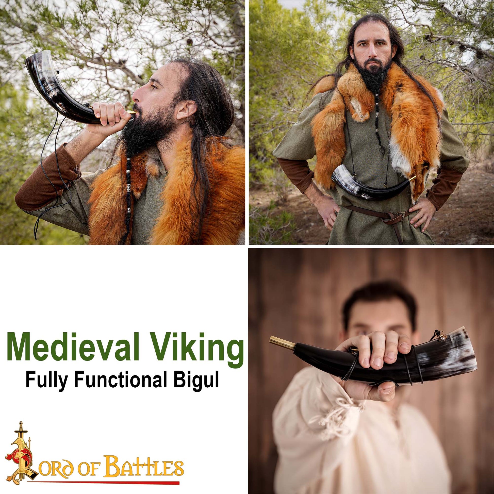 Viking Blowing Horn - Bocina de Buey de Origen Ético con Boquilla de Latón - Imagen 8
