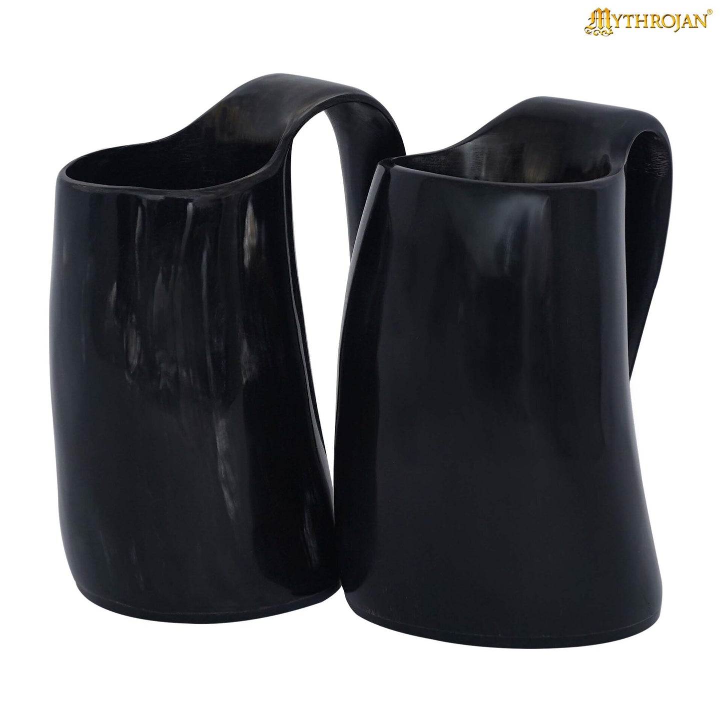 Juego de 2 Tazas de Cerveza Mythrojan Viking Horn - Tazas de Cerveza de Cuerno de Buey Pulidas a Mano con Asa - Tazas de Cerveza de Hidromiel de 4.5 - Imagen 4