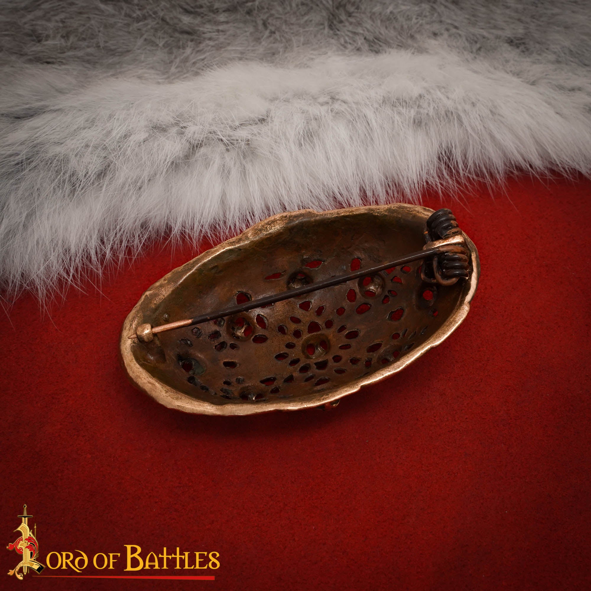 Broche Oval Vikingo - 8 X 5,4 Cm Fundición a la Cera Perdida en Bronce Antiguo - Imagen 2