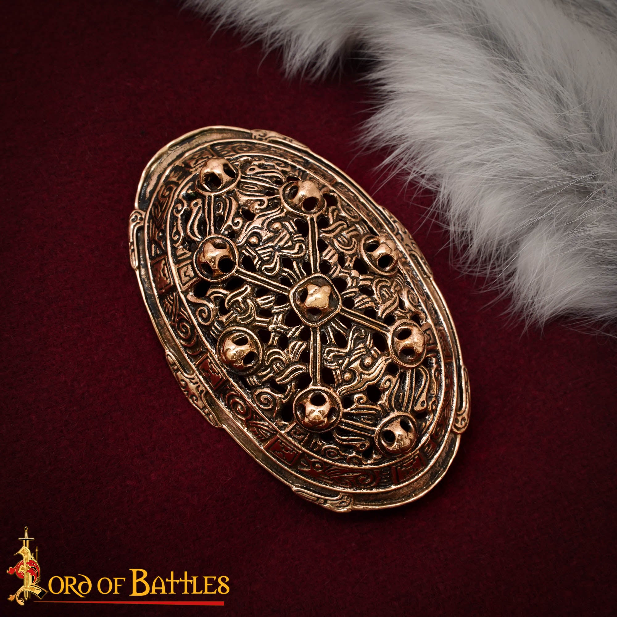Broche Oval Vikingo - 8 X 5,4 Cm Fundición a la Cera Perdida en Bronce Antiguo - Imagen 1