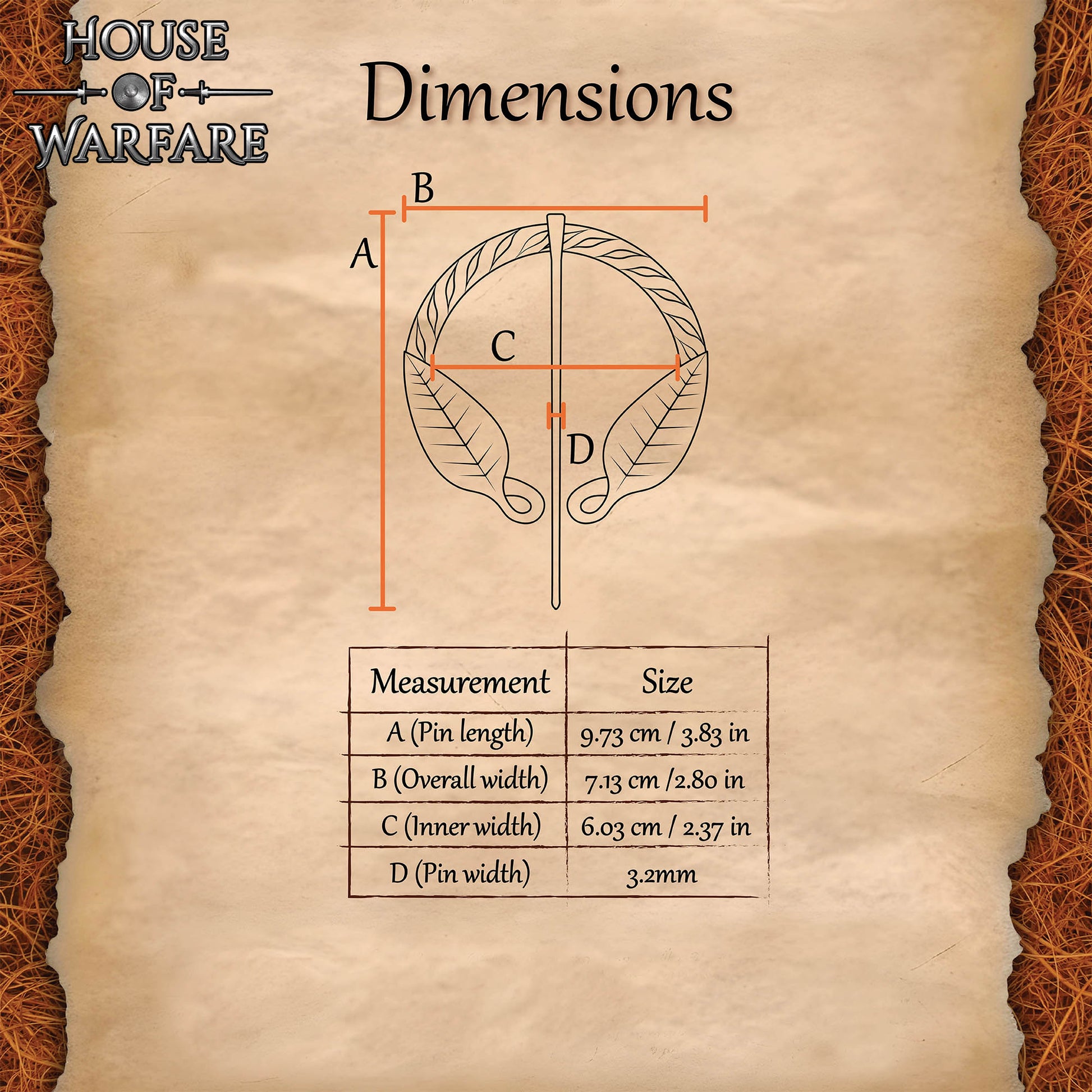 Alfiler de Capa Medieval de Hierro Forjado a Mano con Motivo de Hojas - Broche de Fíbula Estilo Vikingo - Imagen 3