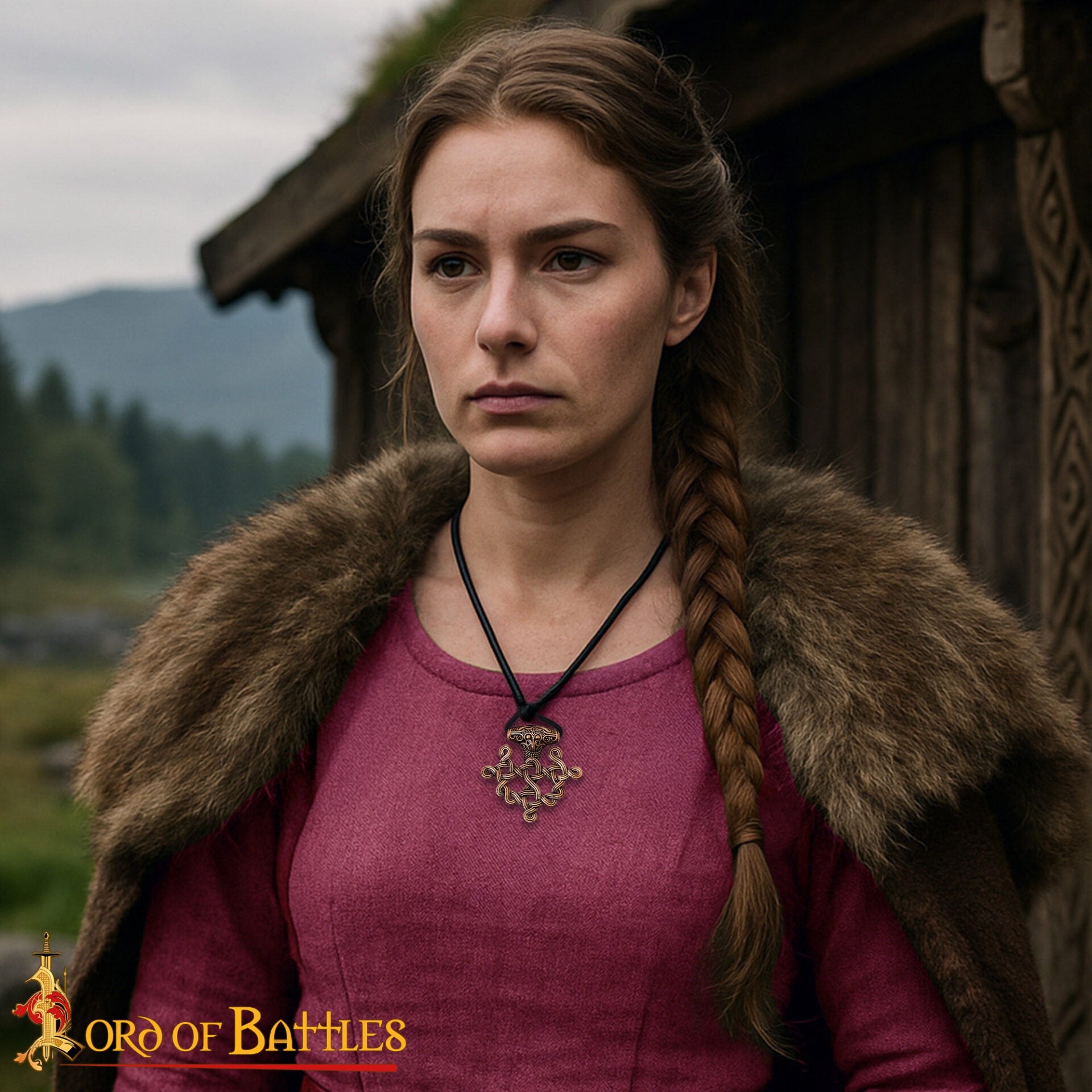 Colgante Cruz Vikinga Hiddensee Bronce Macizo con Cordón de Cuero | Diseño Nórdico del Siglo Ix - Imagen 2