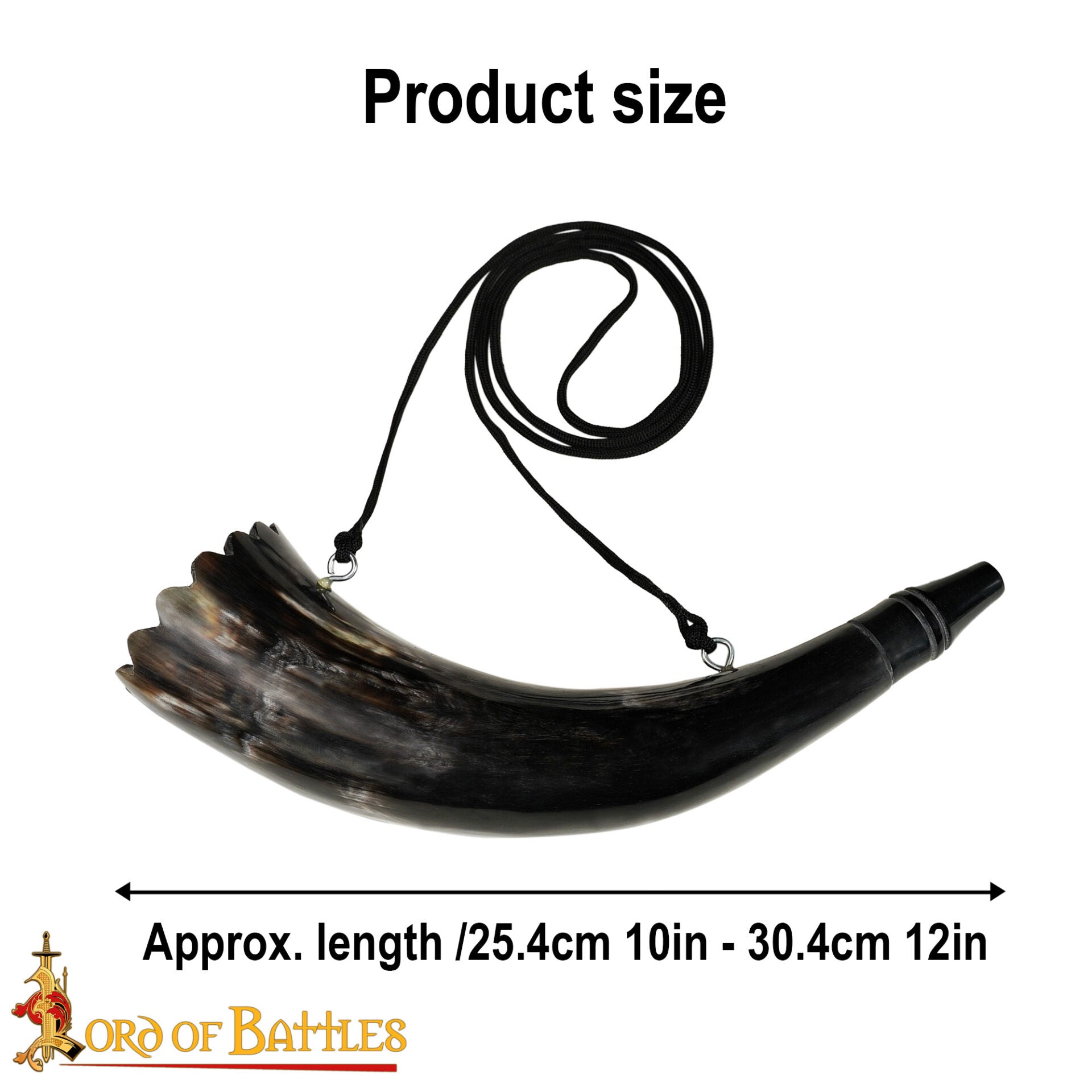 Cuerno Soplador Vikingo Hecho a Mano - Cuerno de Buey Pulido para Caza y Señales con Cuerda de Transporte - Imagen 3