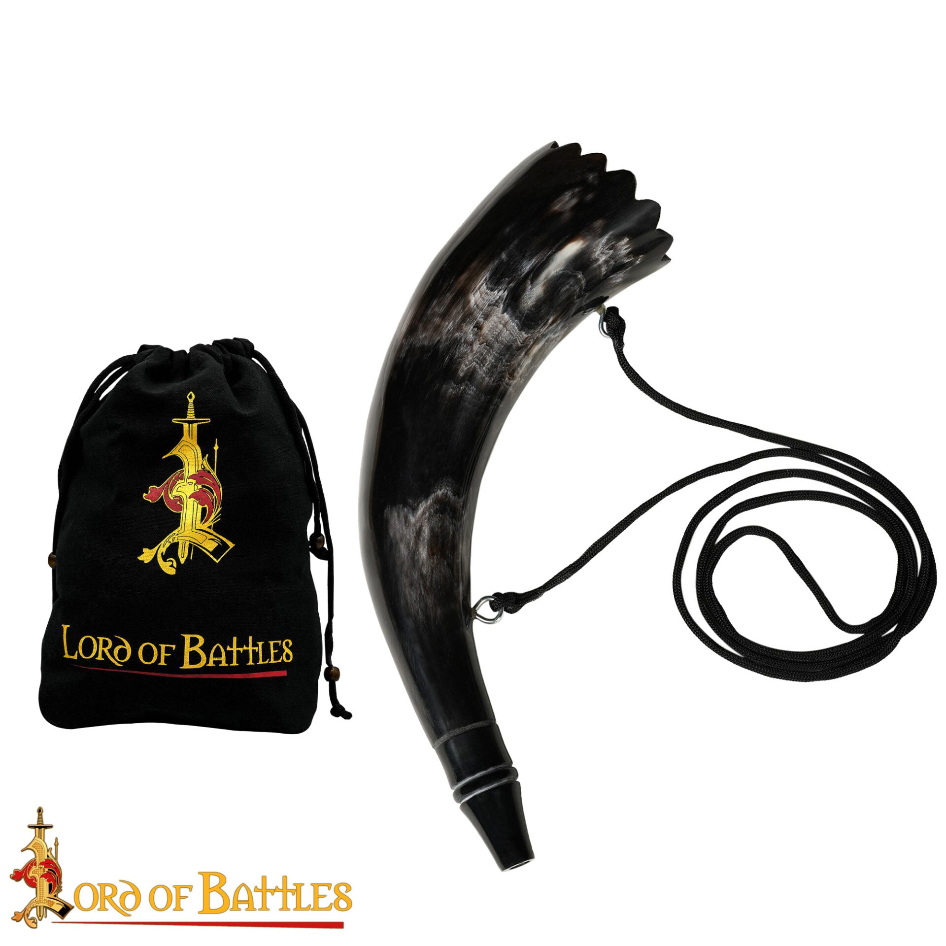 Cuerno Soplador Vikingo Hecho a Mano - Cuerno de Buey Pulido para Caza y Señales con Cuerda de Transporte - Imagen 4