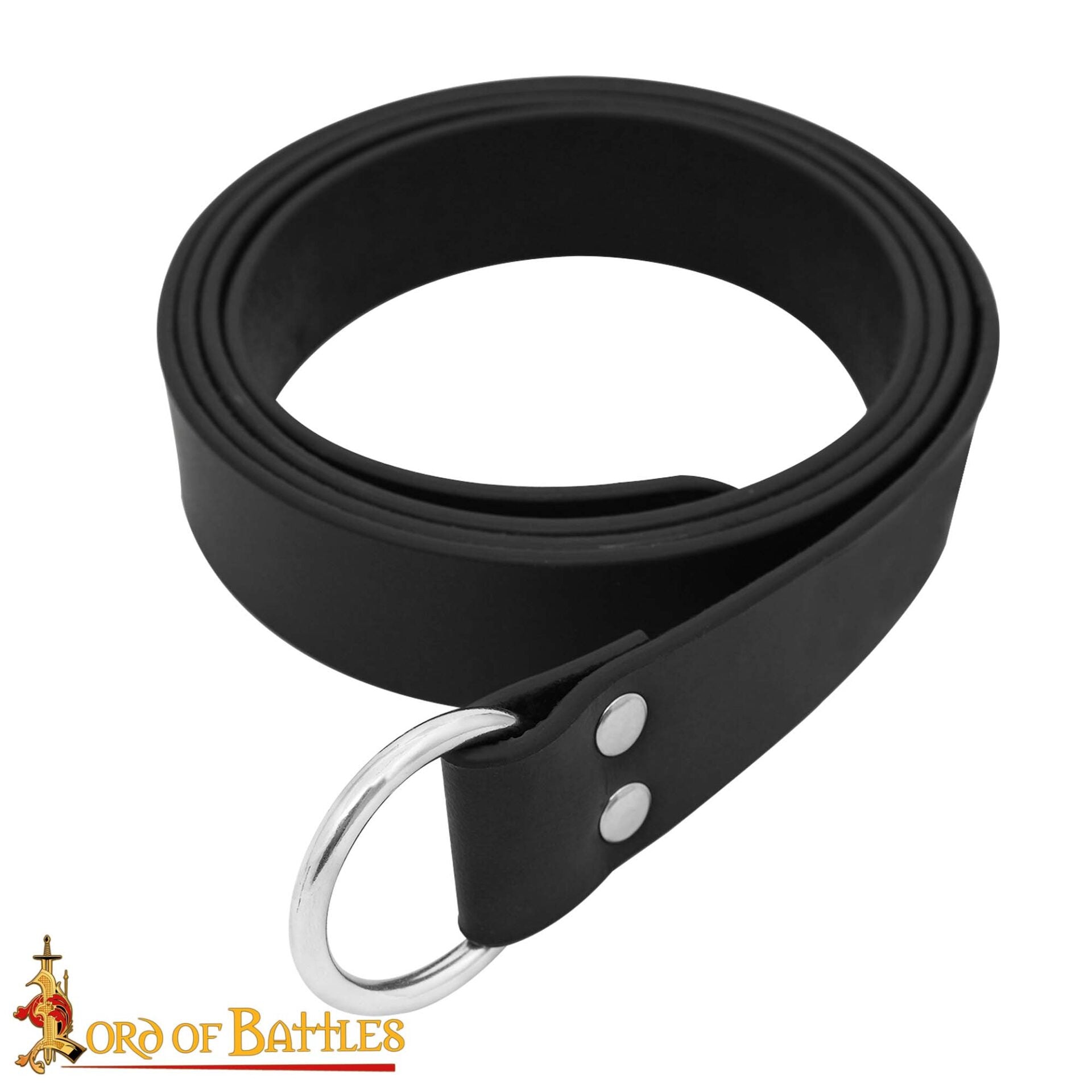 Cinturón Medieval de Cuero Negro con Hebilla de Anillo de Acero - Cuero de Búfalo Genuino 3.3mm, Larp & Accesorio Renacentista - Imagen 5