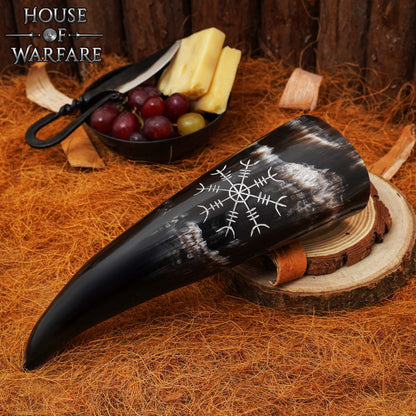 Cuerno para Beber Vikingo con Diseño Helm Of Awe (200-300ml) - Imagen 2