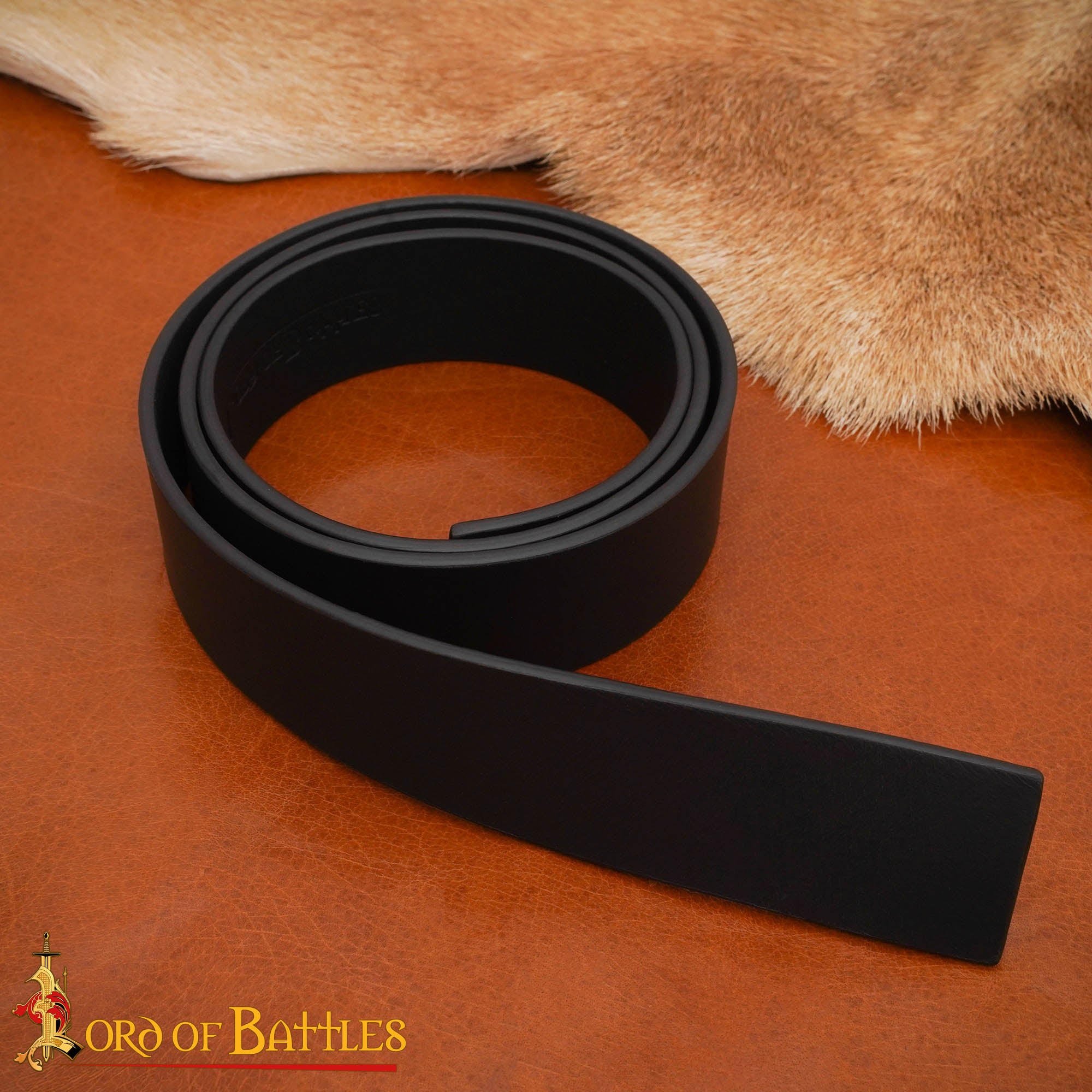 Cinturón Medieval de Cuero Negro Liso | Cinturón de Bricolaje con Hebilla para Estilos Históricos - Imagen 1