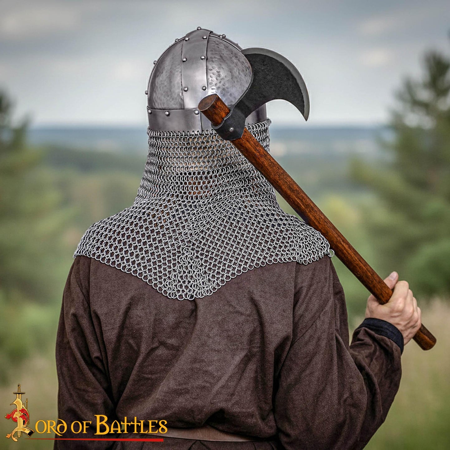 Casco de Gafas Vikingo con Coraza de Cota de Malla con Forro de Cuero - Imagen 2