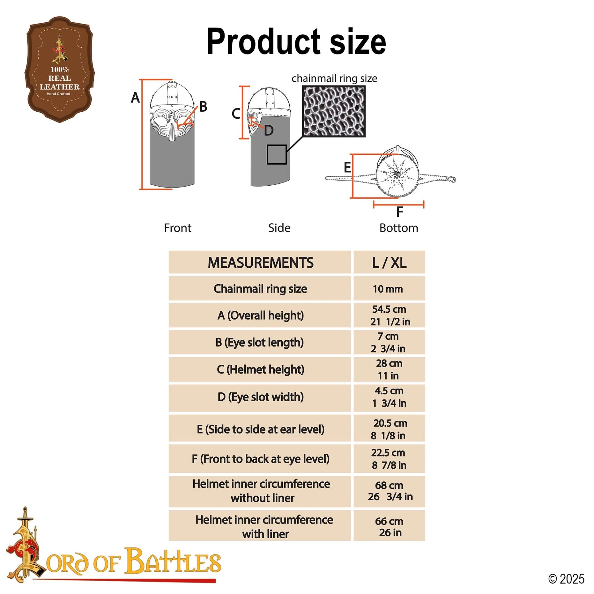 Casco de Gafas Vikingo con Coraza de Cota de Malla con Forro de Cuero - Imagen 3