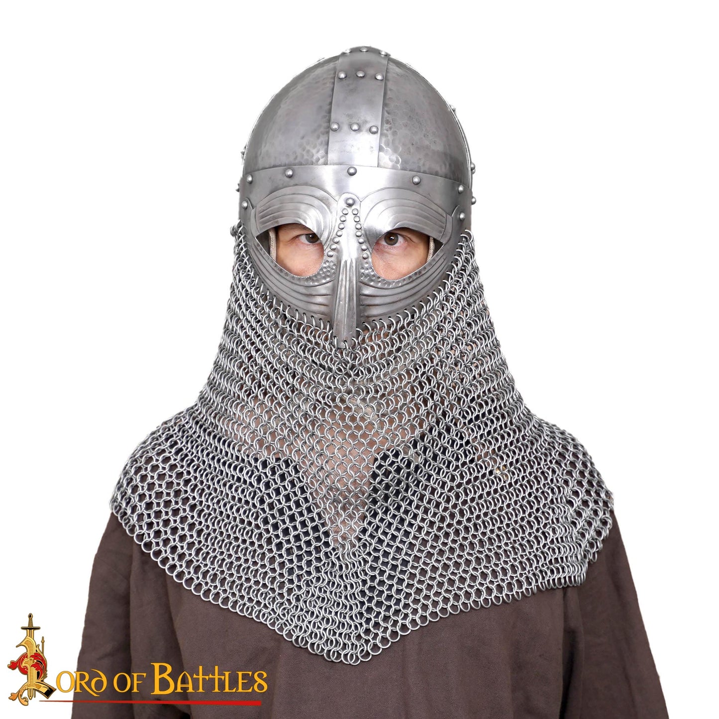 Casco de Gafas Vikingo con Coraza de Cota de Malla con Forro de Cuero - Imagen 4