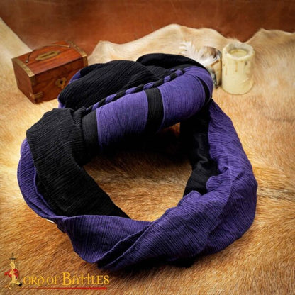 Turbante Medieval Sarraceno - Negro y Violeta Desierto Head Wrap para Larp, Fantasía y Temas Históricos - Imagen 2