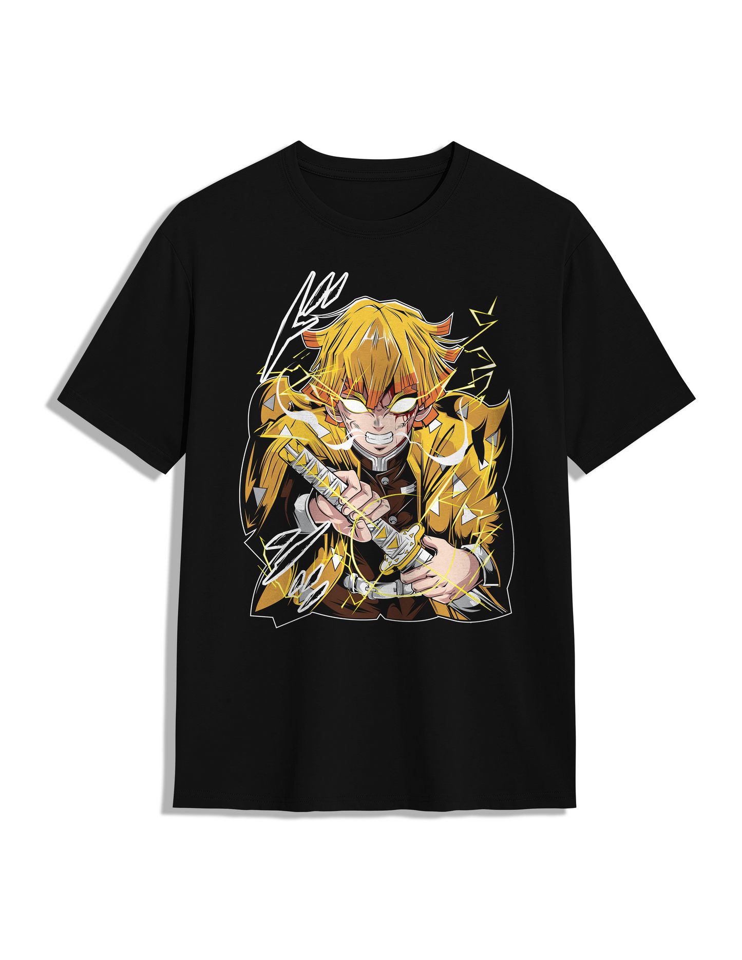 Pacote Katana de Bambu Zenitsu Agatsuma Kimetsu no Yaiba + T-Shirt + Katanero 