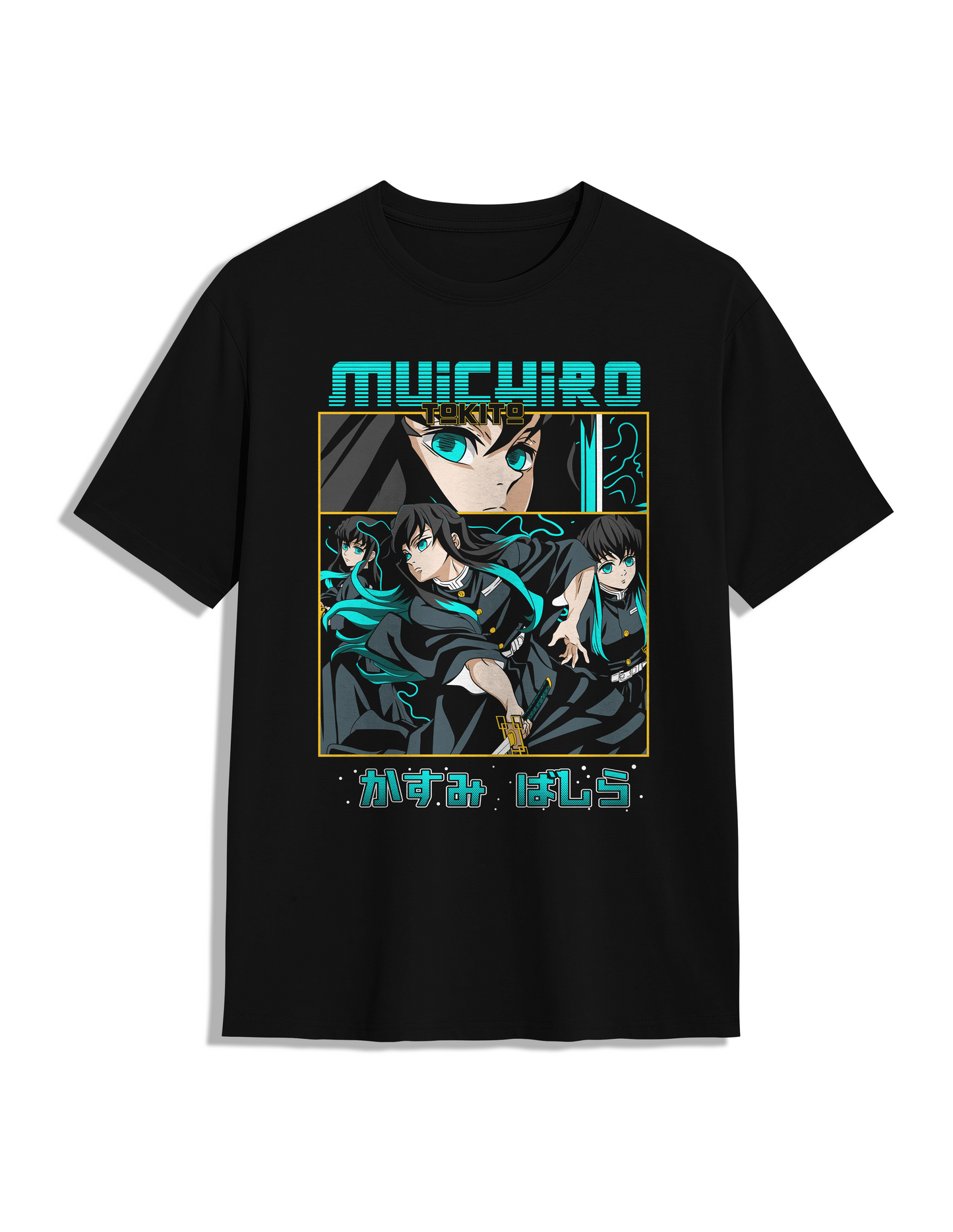 Pacote Katana de Bambu Muichiro Tokito Kimetsu no Yaiba + T-shirt + Katanero 