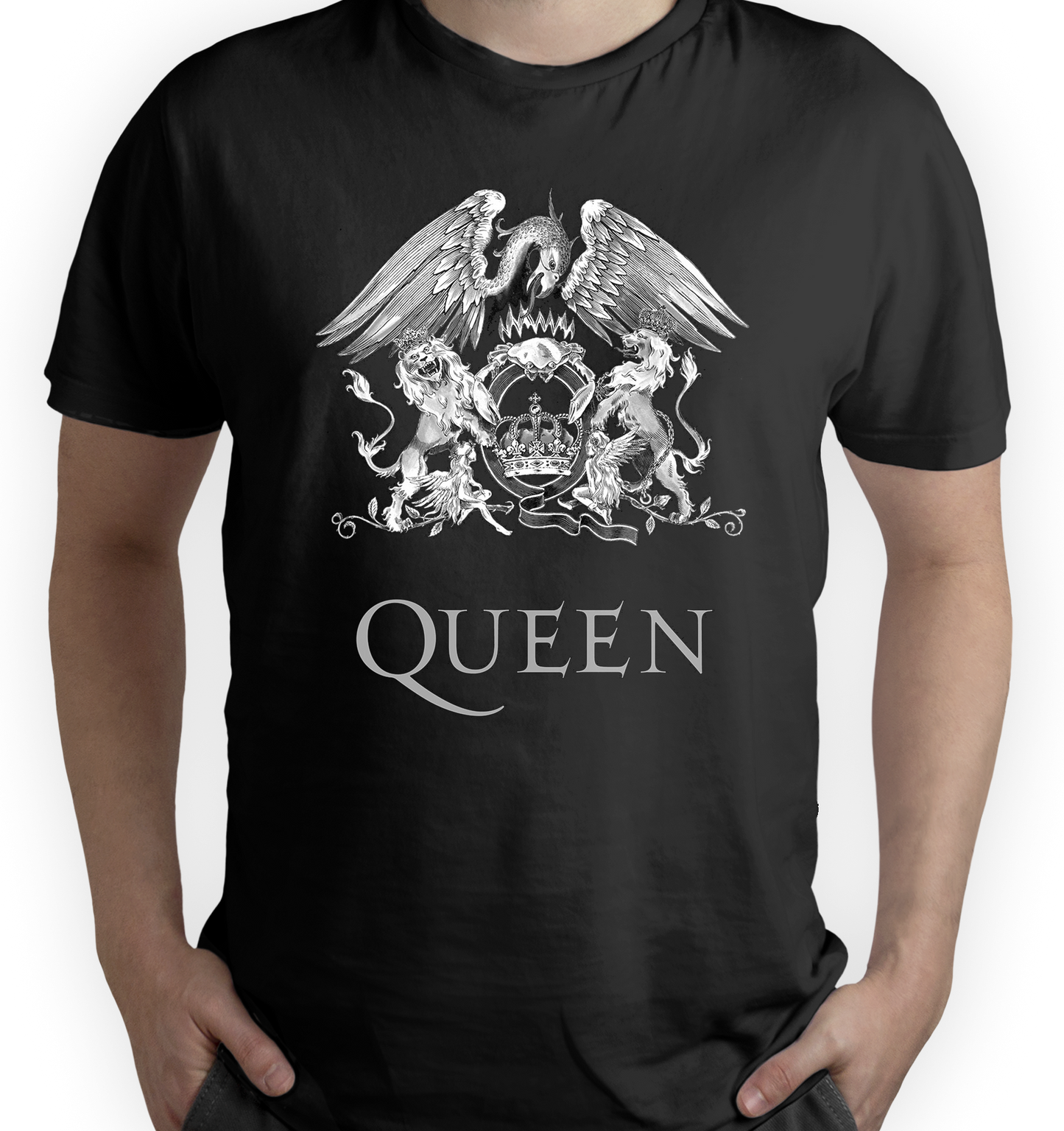 Camiseta Personalizada Rock Queen color negro logo en blanco