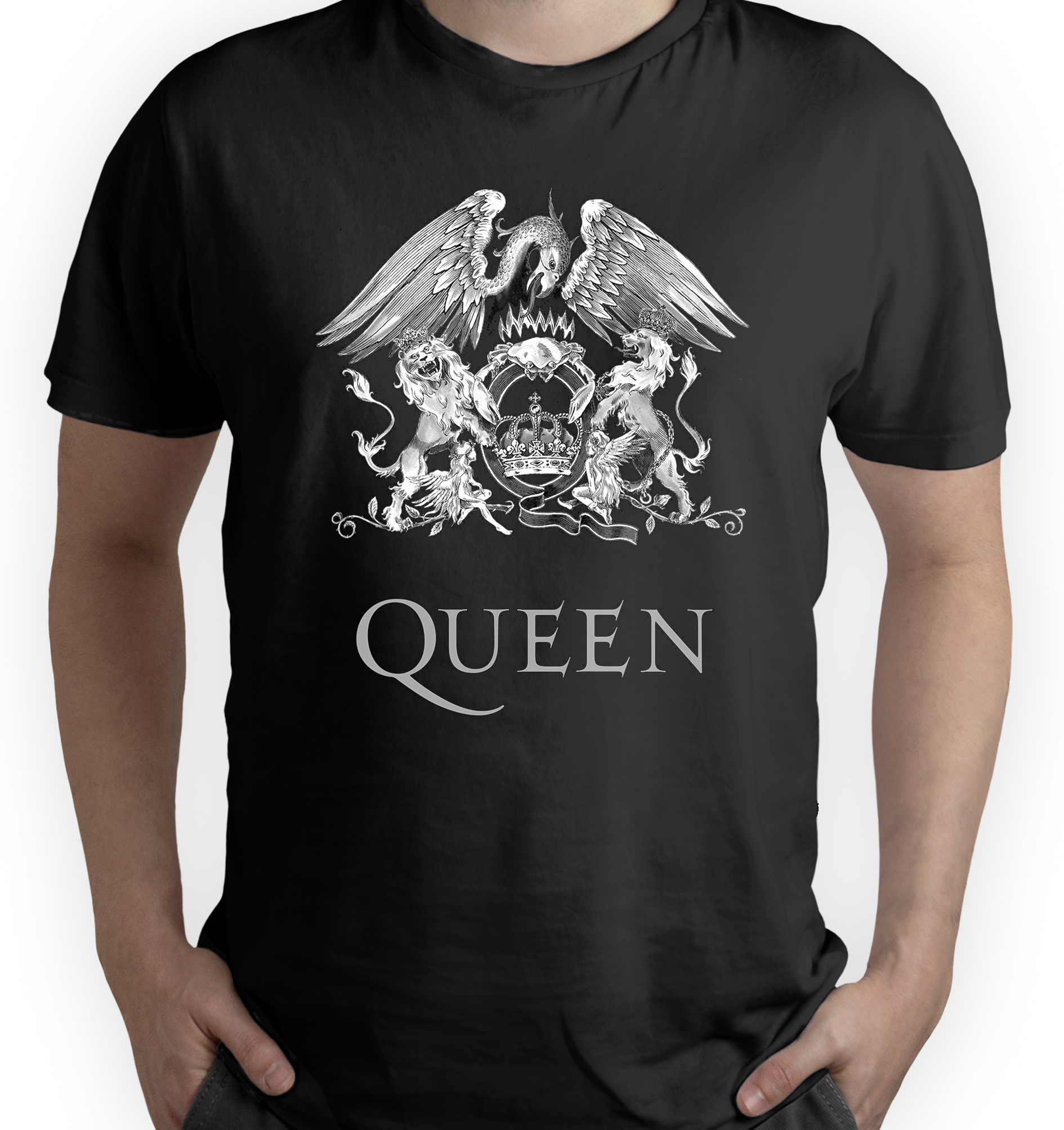 Camiseta Personalizada Rock Queen color negro logo en blanco