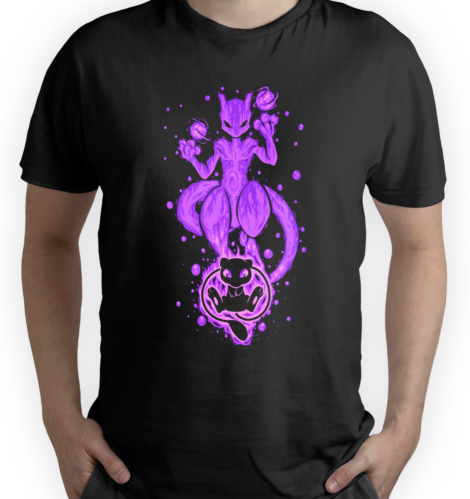 Camiseta Pokemon Mewtwo color negro