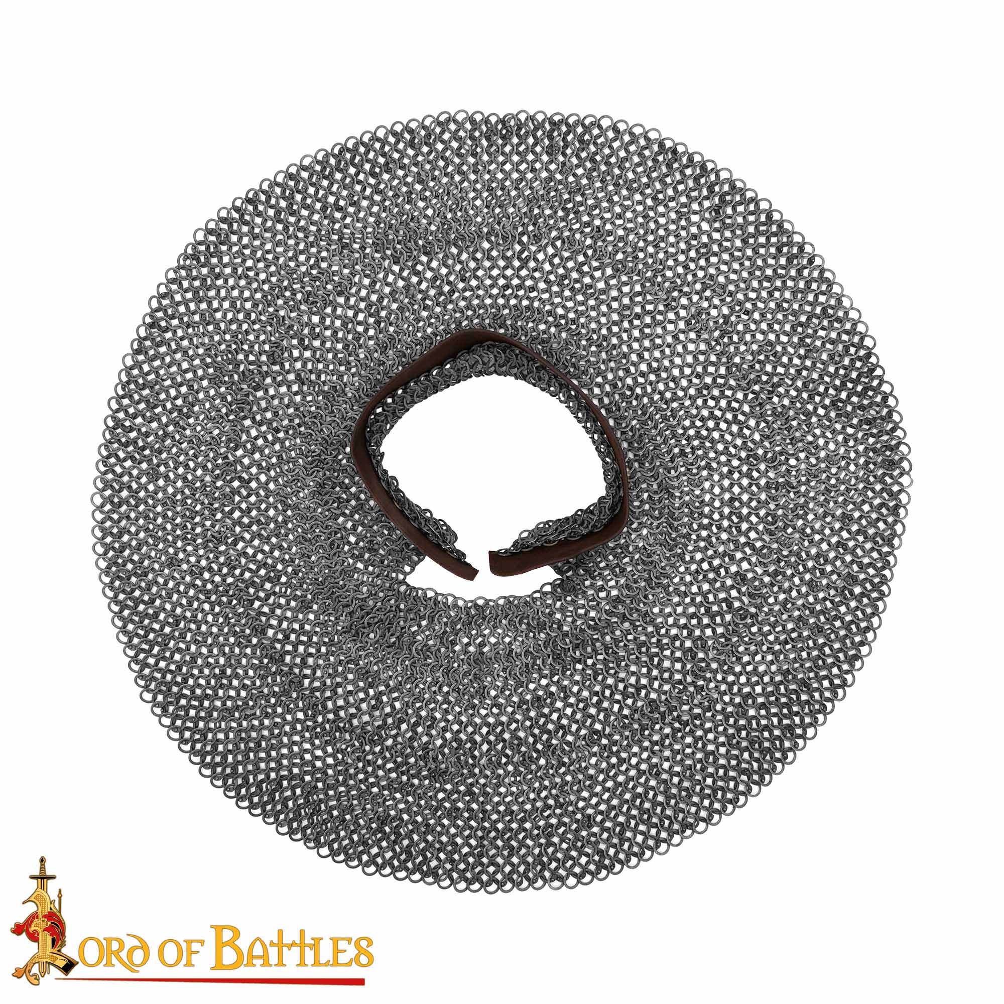 Aventail Medieval - Anillos Planos de Acero Suave, Redondos Remachados con Banda de Cuero Natural | 9mm 17g - Imagen 4