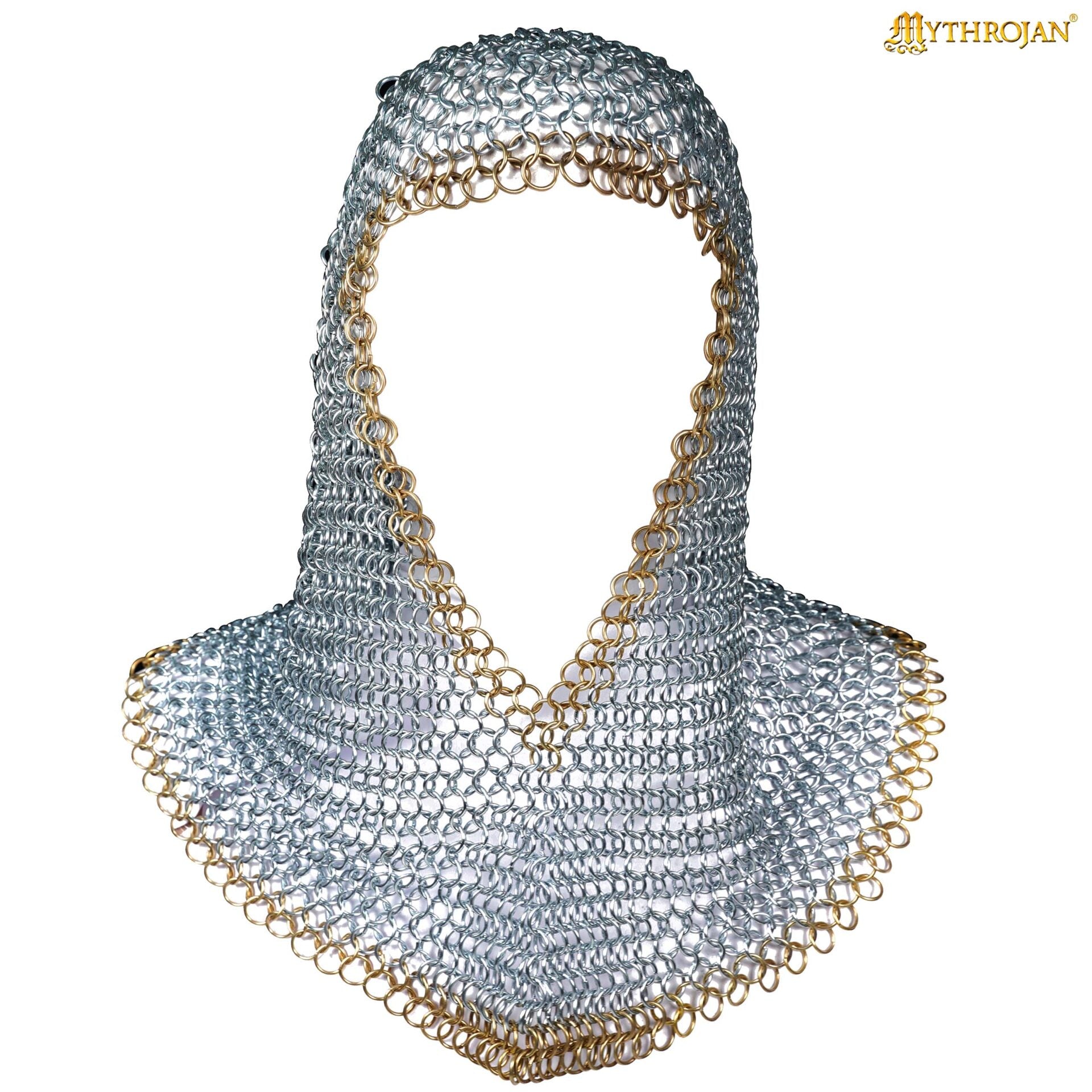 Cofia Medieval de Cota de Malla - Acero Dulce con Remates de Latón Macizo | Capucha Cincada para Sca, Larp - Imagen 4