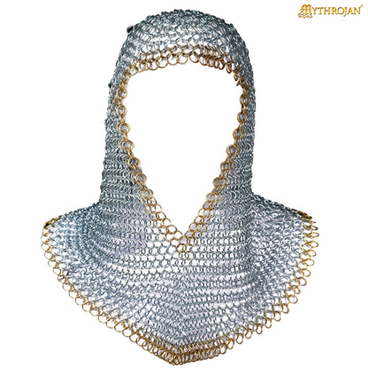 Cofia Medieval de Cota de Malla - Acero Dulce con Remates de Latón Macizo | Capucha Cincada para Sca, Larp - Imagen 4