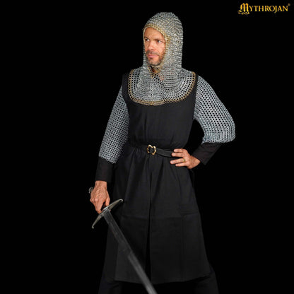 Cofia Medieval de Cota de Malla - Acero Dulce con Remates de Latón Macizo | Capucha Cincada para Sca, Larp - Imagen 1
