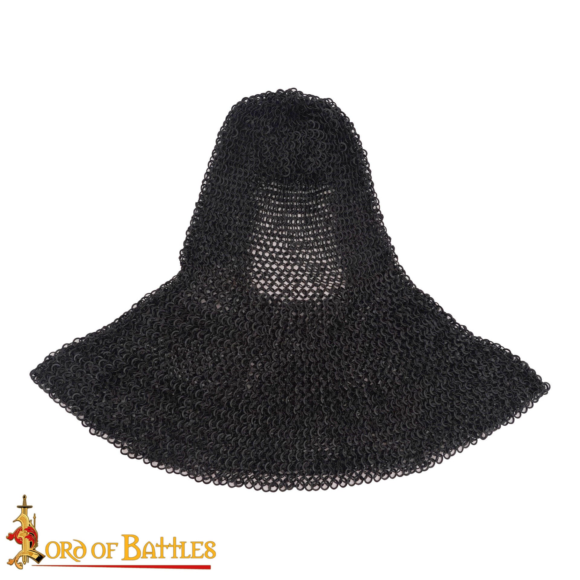 Cofia Medieval de Cota de Malla - Anillo Redondo de 9 Mm, Calibre 18, con Remaches (acero Dulce Ennegrecido) - Imagen 1