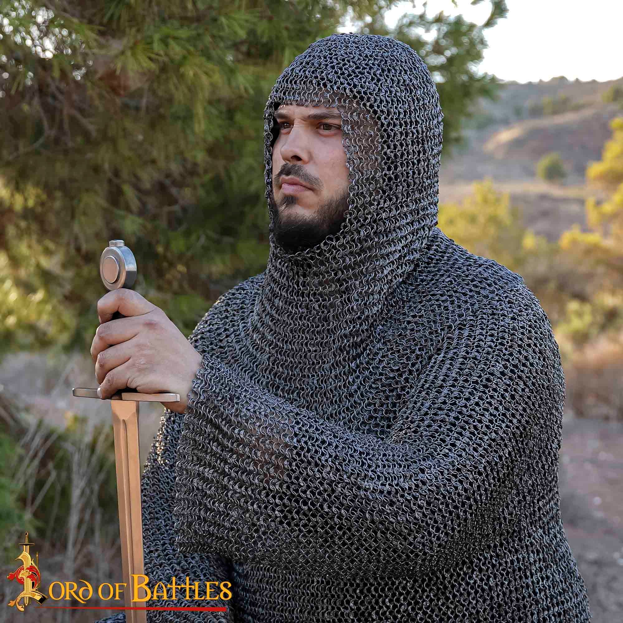 Cofia de Cota de Malla de Acero Dulce del Siglo Xiii Anillos Redondos Remachados de 8 Mm (calibre 18) - Imagen 5