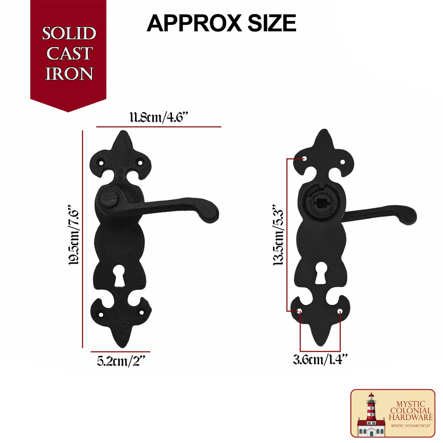 Black Hardware Hierro Grande Juego de Entrada Completo con Juego de Puerta de Palanca Portofino: Tamaño: 7.5" X 2" - Imagen 3
