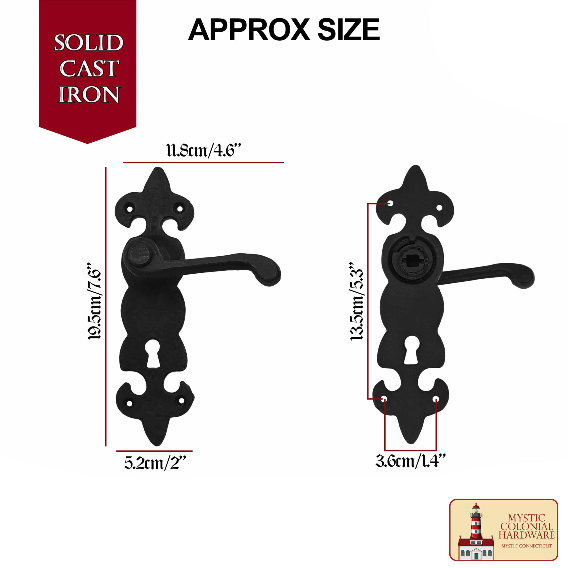 Black Hardware Hierro Grande Juego de Entrada Completo con Juego de Puerta de Palanca Portofino: Tamaño: 7.5" X 2" - Imagen 3