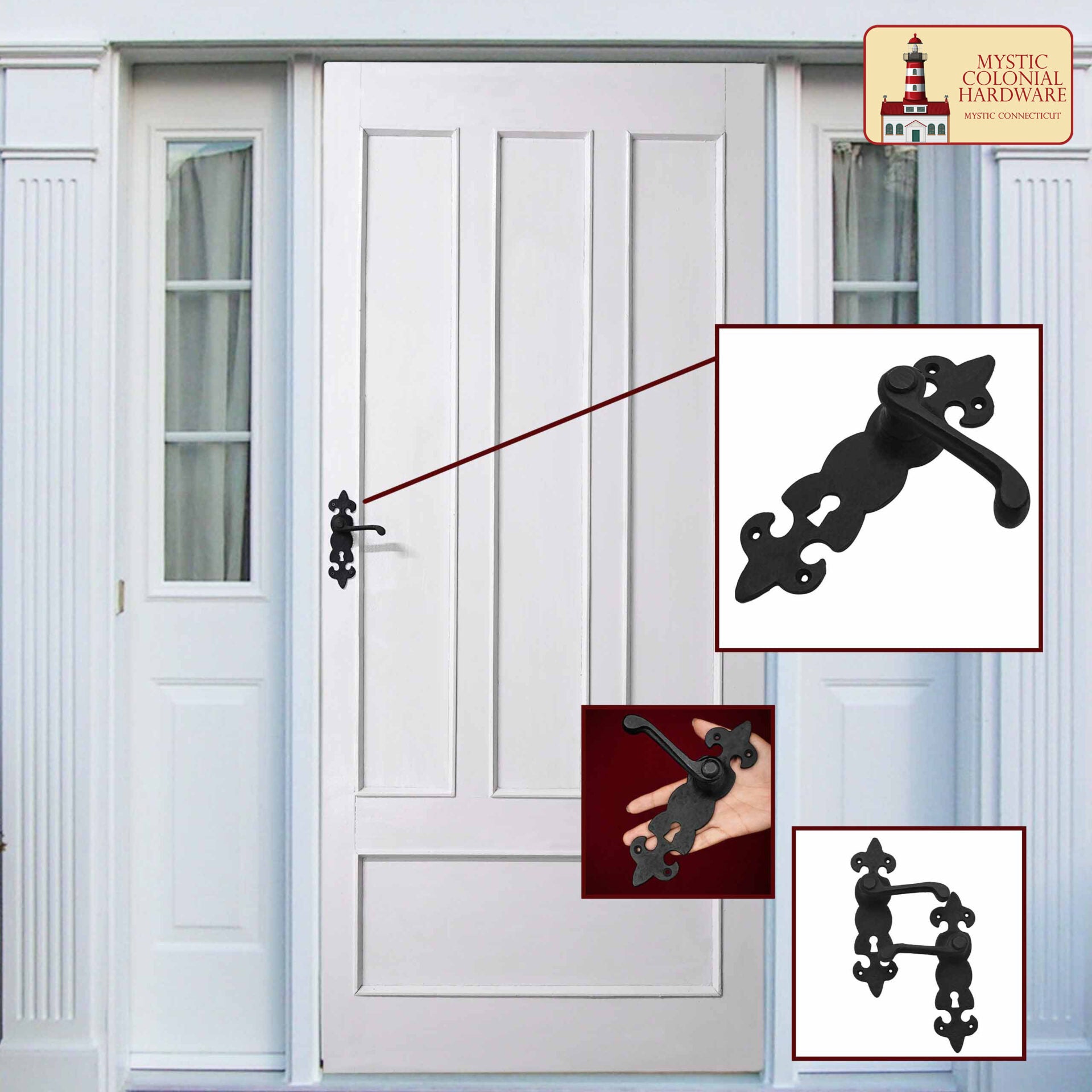 Black Hardware Hierro Grande Juego de Entrada Completo con Juego de Puerta de Palanca Portofino: Tamaño: 7.5" X 2" - Imagen 6