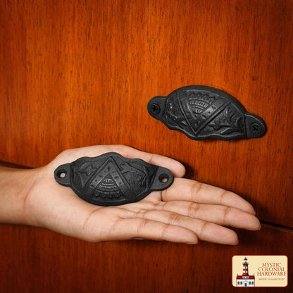 Juego de 4 Tiradores de Hierro Fundido Rústico: Ideal para Ambientes Victorianos, Coloniales, Retro, Steampunk, Góticos, Barrocos y Medievales, (8.4x3.5) Cm - Imagen 2