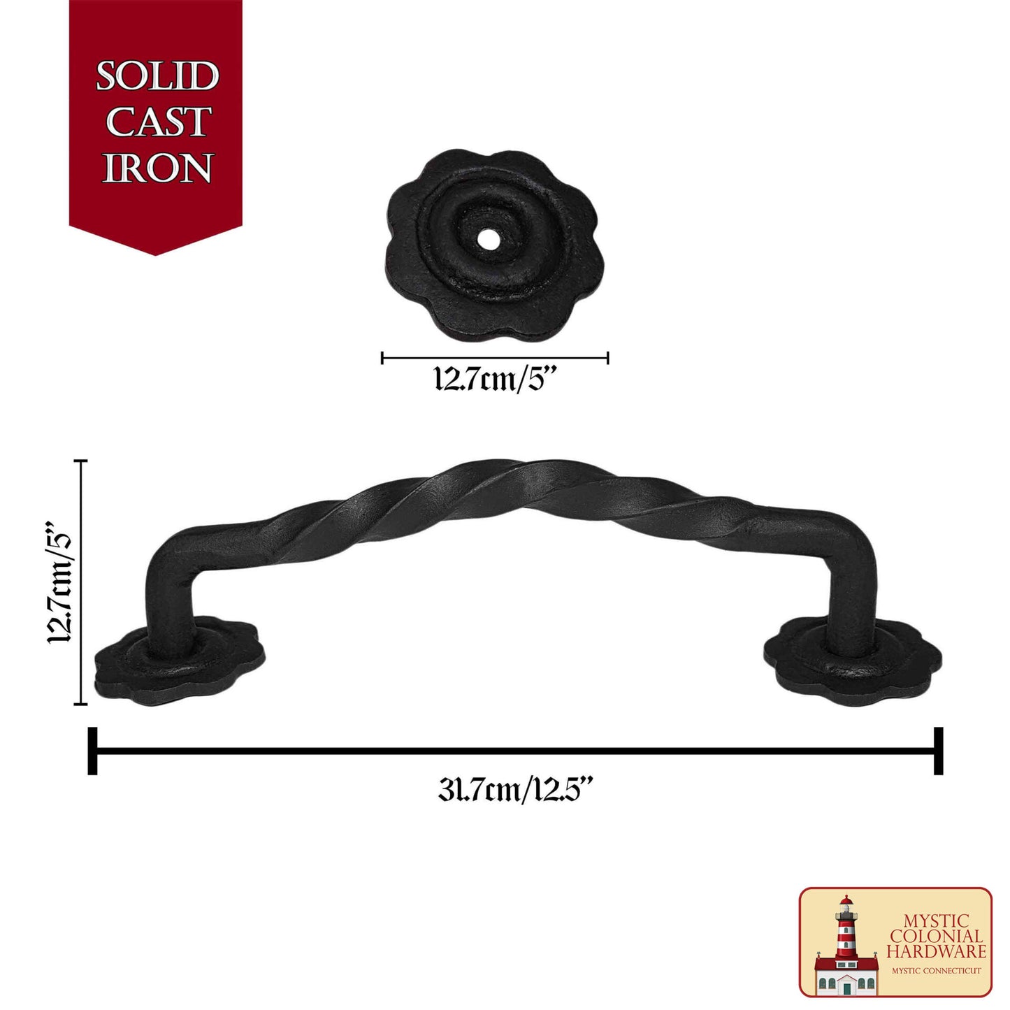 Negro de Hierro Fundido Tirón Manijas 12 "puerta del Gabinete Manijas, Puerta Manija Tire, Barn Door Hardware, Grab Manijas - Imagen 3