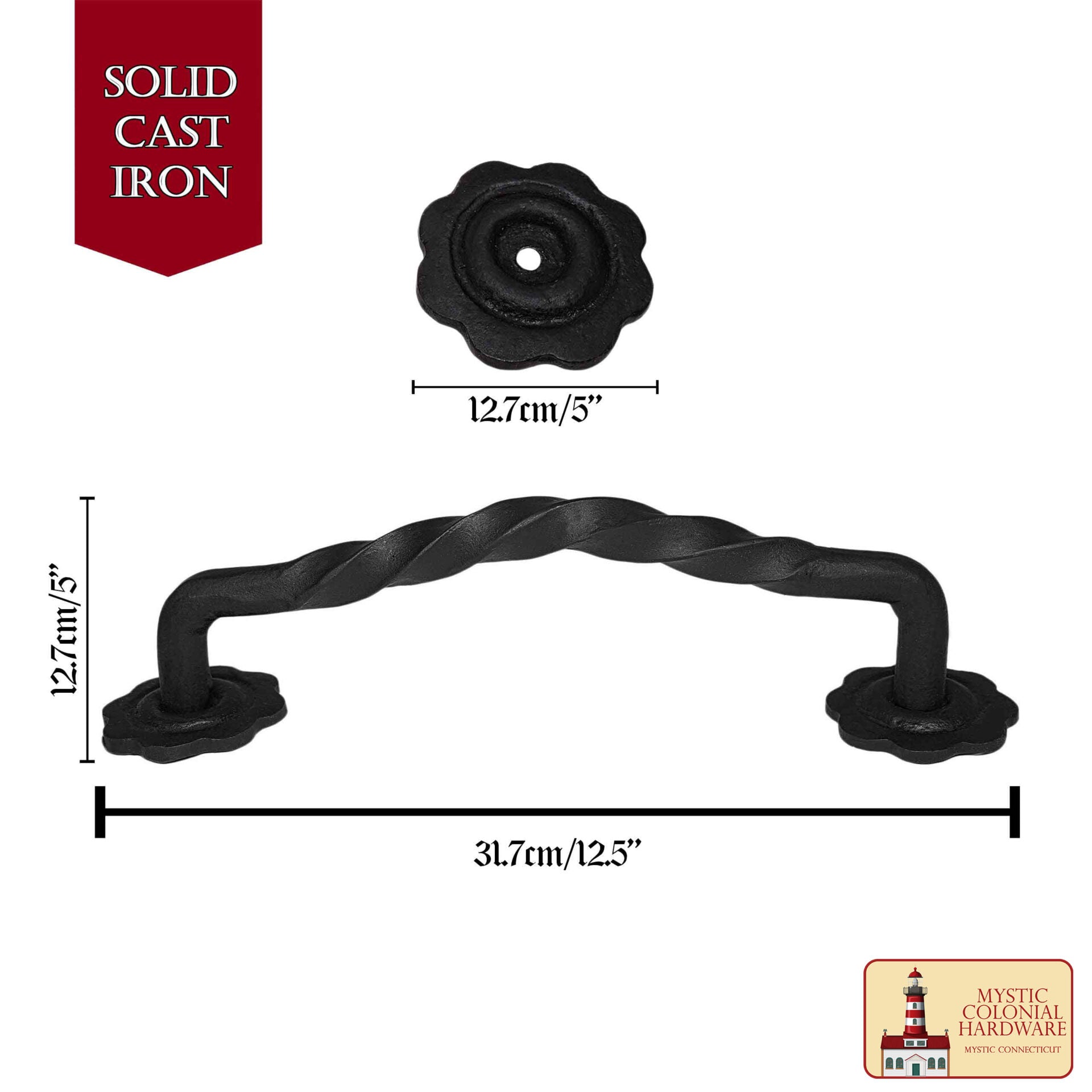 Negro de Hierro Fundido Tirón Manijas 12 "puerta del Gabinete Manijas, Puerta Manija Tire, Barn Door Hardware, Grab Manijas - Imagen 3