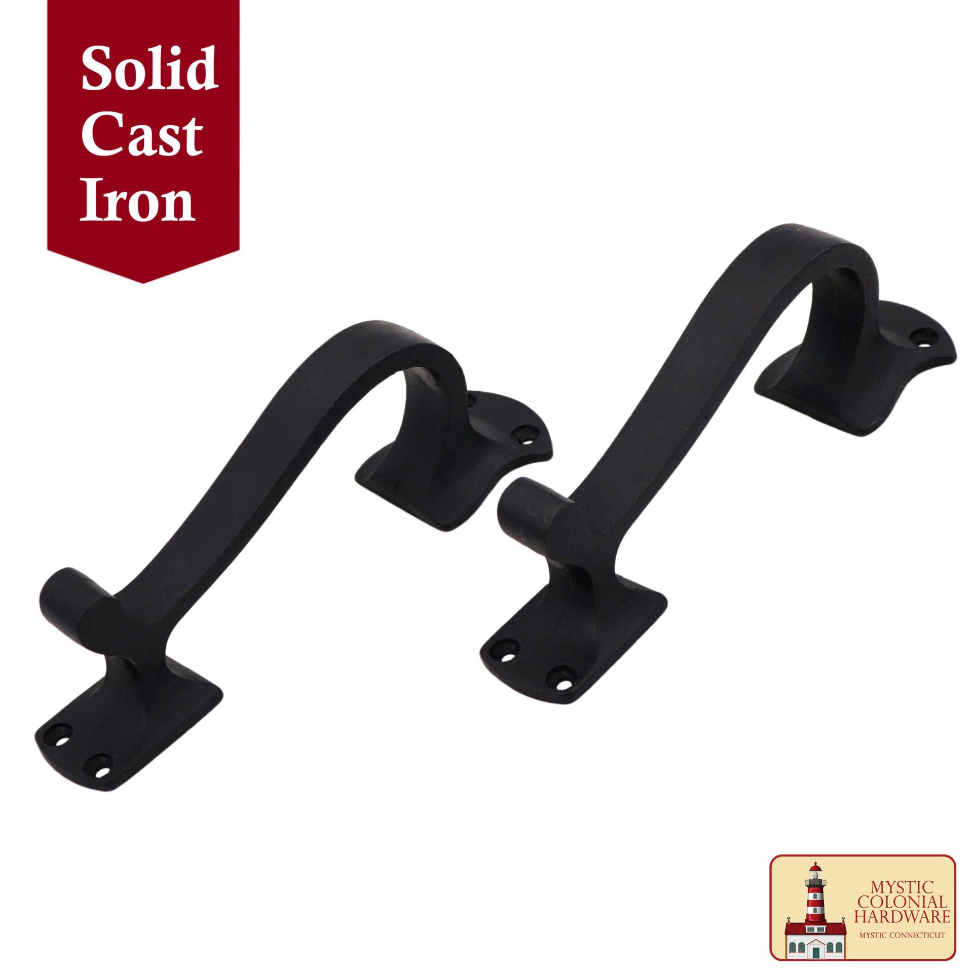 Juego de 2 Tiradores de Puerta de Hierro Fundido: Ideal para Puerta, Puerta de Cobertizo, Ventana, Cerca, Garaje, (16.5x3.8) Cm - Imagen 4