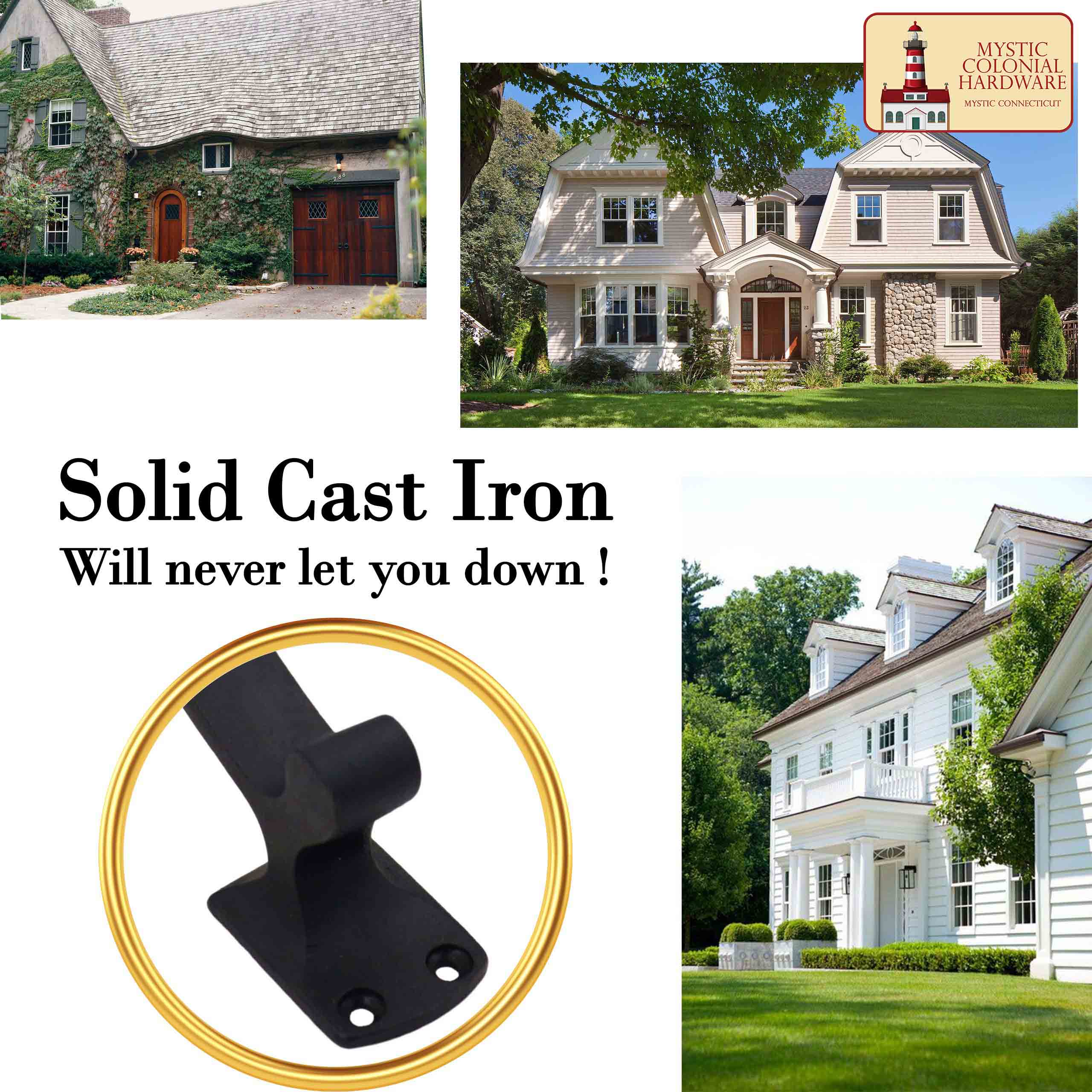 Juego de 2 Tiradores de Puerta de Hierro Fundido: Ideal para Puerta, Puerta de Cobertizo, Ventana, Cerca, Garaje, (16.5x3.8) Cm - Imagen 6