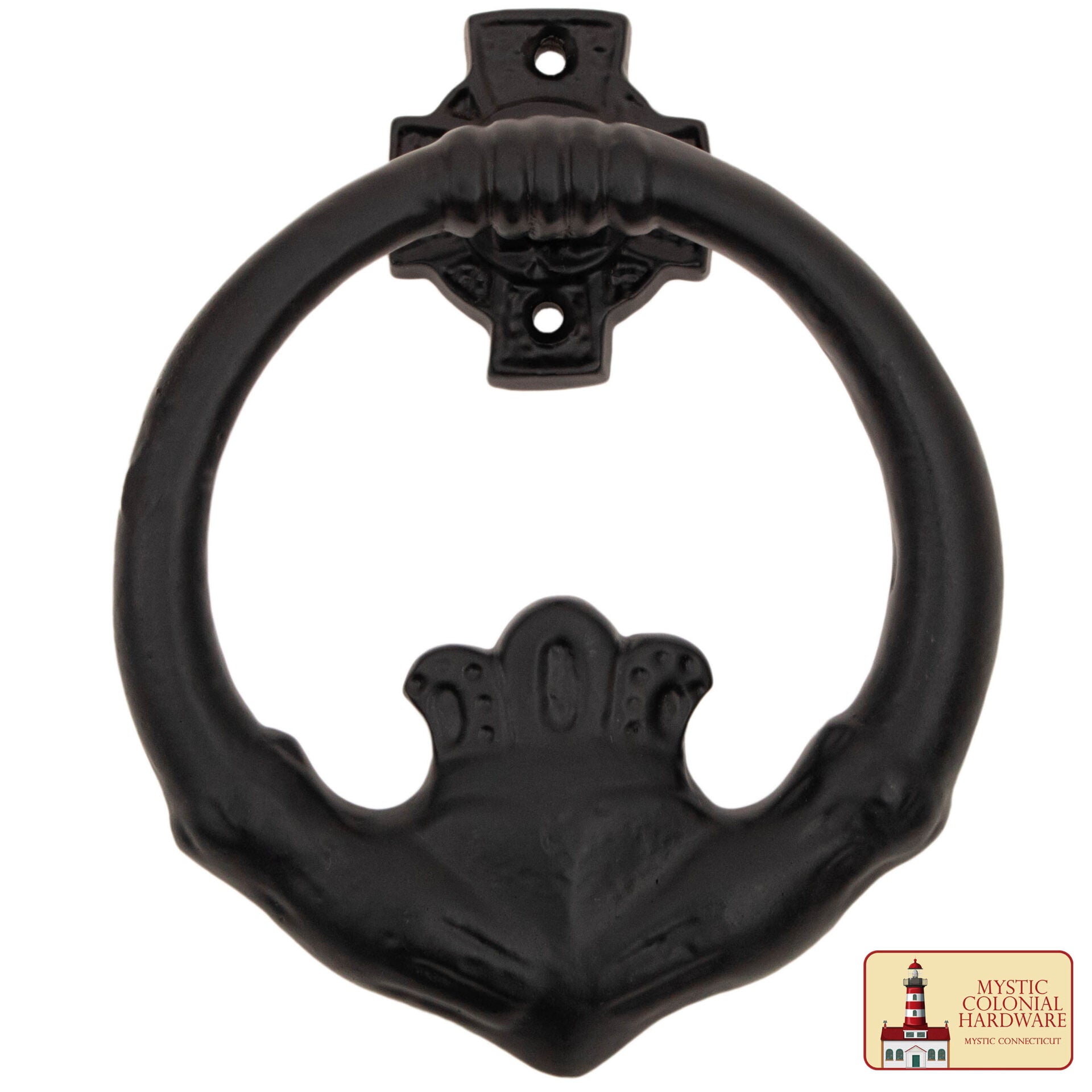 Claddagh Aldaba de Hierro Forjado Macizo Victoriana, Colonial, Retro, Steampunk, Gótica, Barroca Medieval - Imagen 1