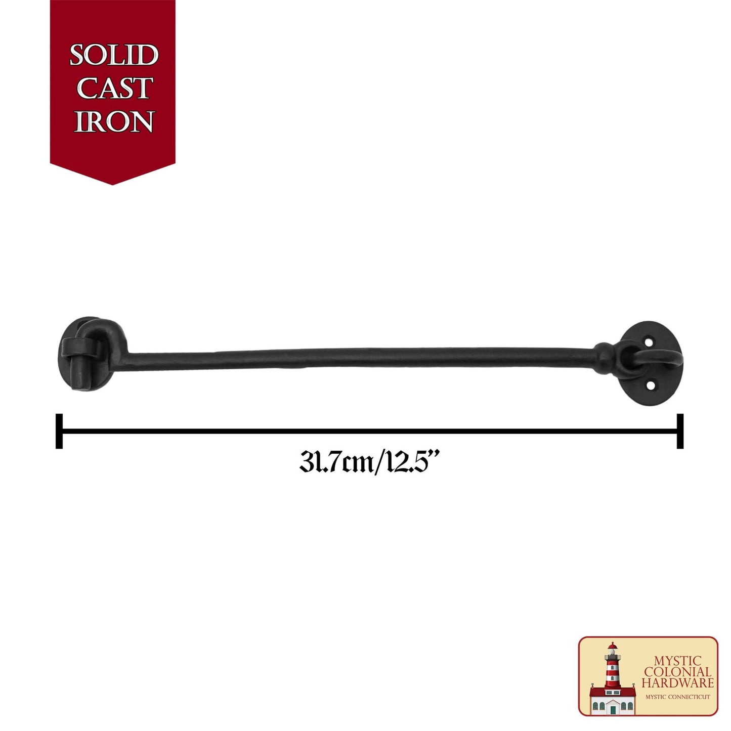 Hierro Forjado Negro Cabina Gancho Ojo 12.5" Largo Grande Decorativo Privacidad Gancho Pestillos para Armario Ventana Cocina Puertas Corredizas o de Granero - Imagen 3