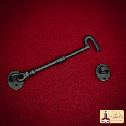 Hierro Forjado Negro Cabina Gancho Ojo 5" Largo Grande Decorativo Privacidad Gancho Pestillos para Armario Ventana Cocina Puertas Corredizas o de Granero - Imagen 1