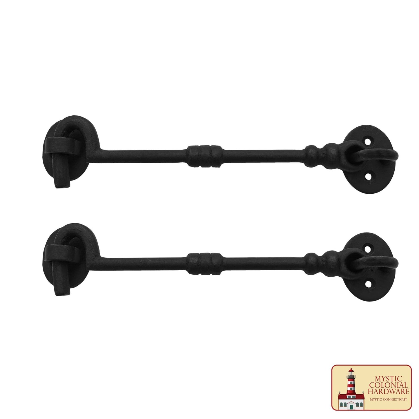 Hierro Forjado Negro Cabina Gancho Ojo 7.5" Largo Grande Decorativo Privacidad Gancho Pestillos para Armario Ventana Cocina Puertas Corredizas o de Granero : Paquete de 2 - Imagen 1
