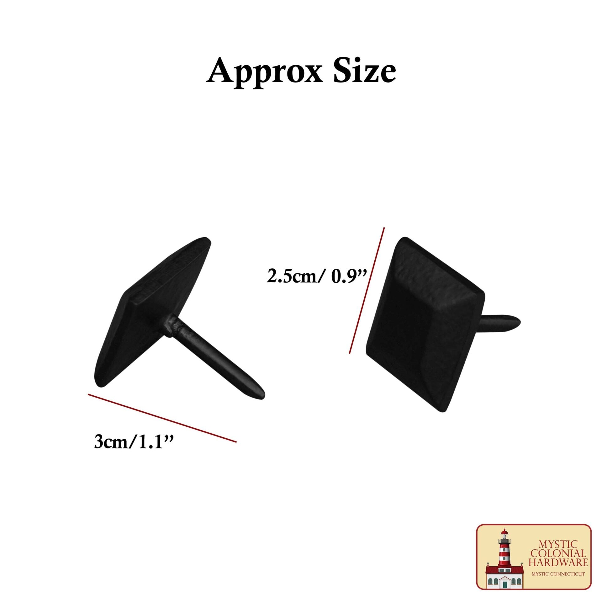 Clavos Decorativos Clavos de Hierro Forjados a Mano - Pirámide Cuadrada de 1 Pulgada - Acabado Rústico Negro Texturado - Herrajes Antiguos para Puertas, Portones, Muebles, Gabinetes - Imagen 3