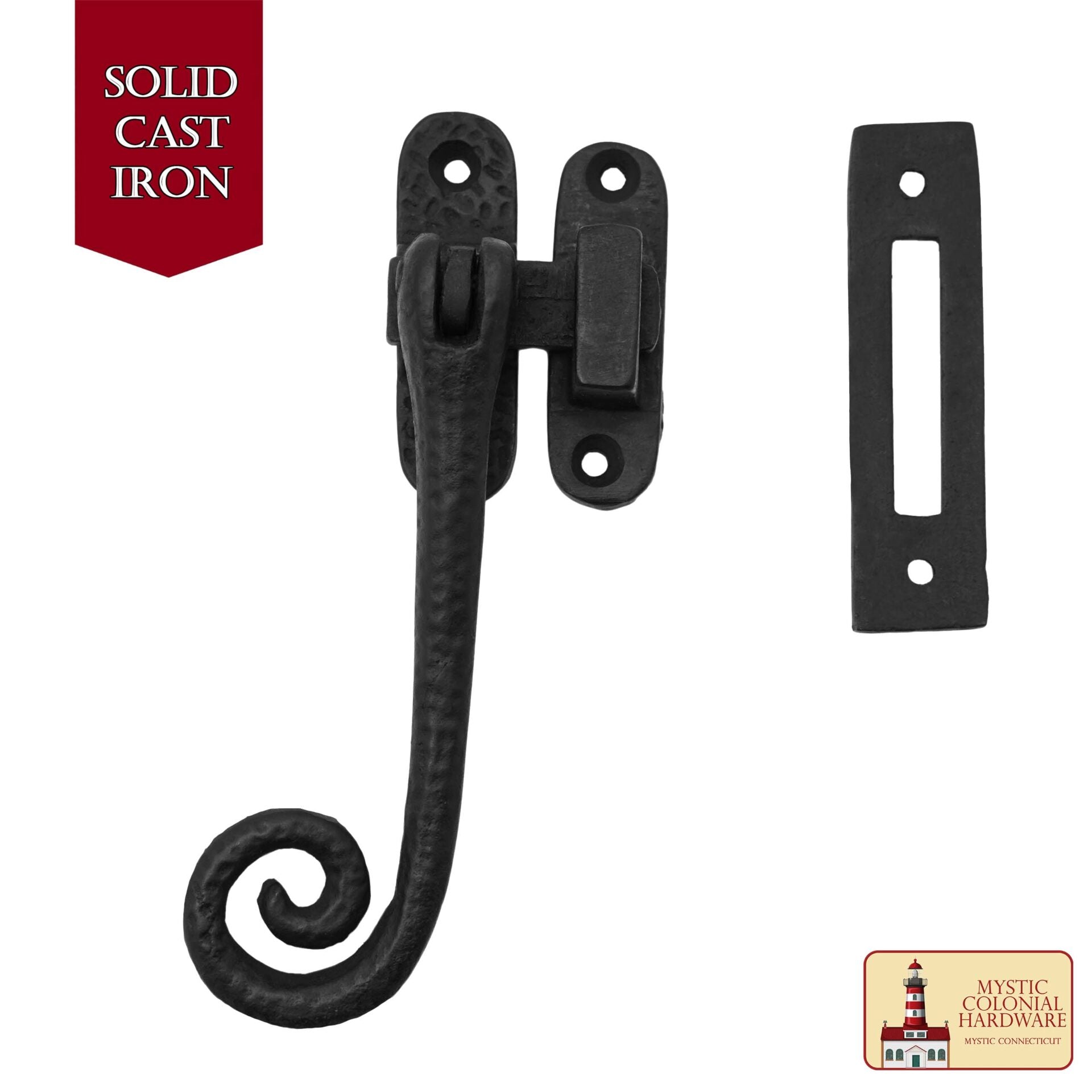 Hierro Fundido Negro Elegante Rizado Reversible Pestillo de la Ventana Abatible, Tamaño: 5.4 "x 2.2" - Imagen 4