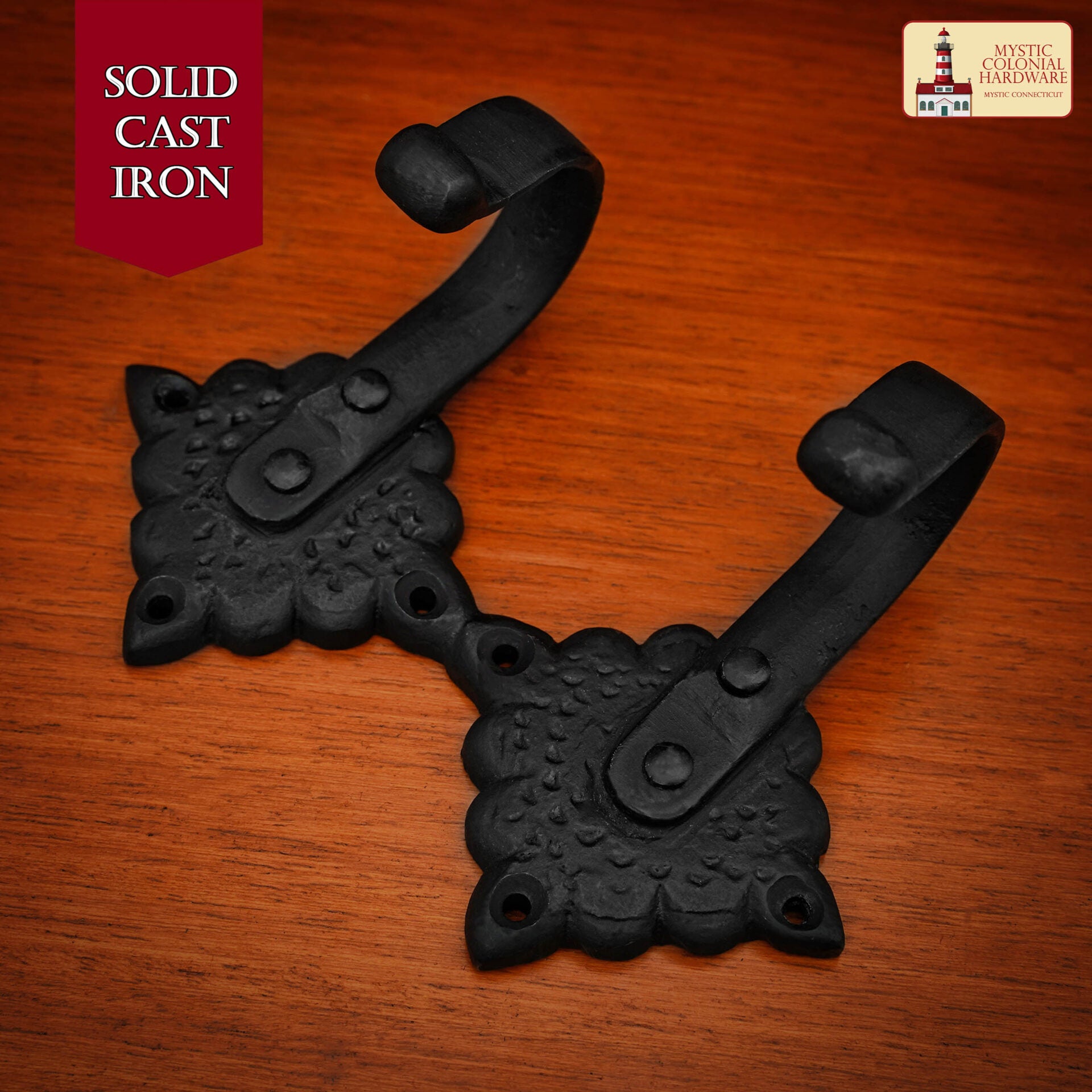 Colonial Wrought Iron Wall Hooks - Juego de 2 Ganchos Negros Decorativos Forjados a Mano - Imagen 7